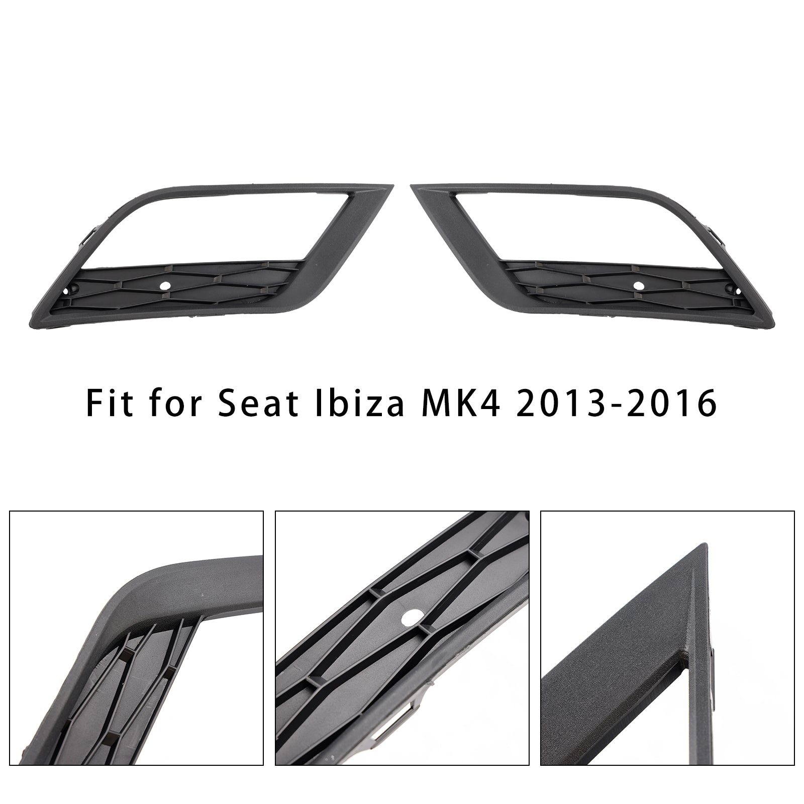 Grilles de phares antibrouillard pour pare-chocs avant de voiture Seat Ibiza MK4 2013-2016 6J0853665F 6J0853666F