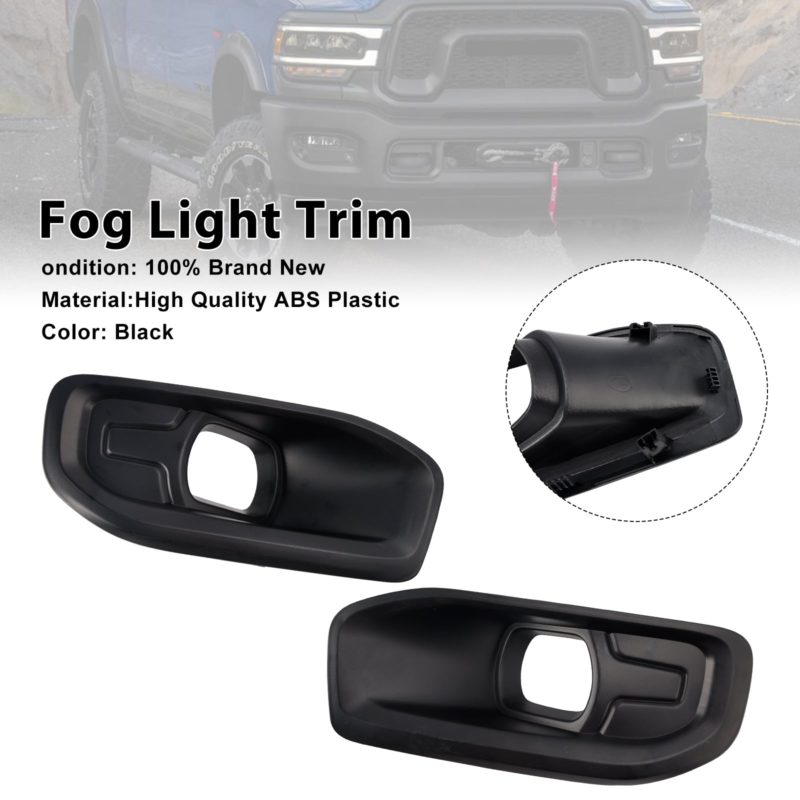 Paire de garnitures de phares antibrouillard pour Ram 2500 et 3500 2019-2024 (68449341AA)