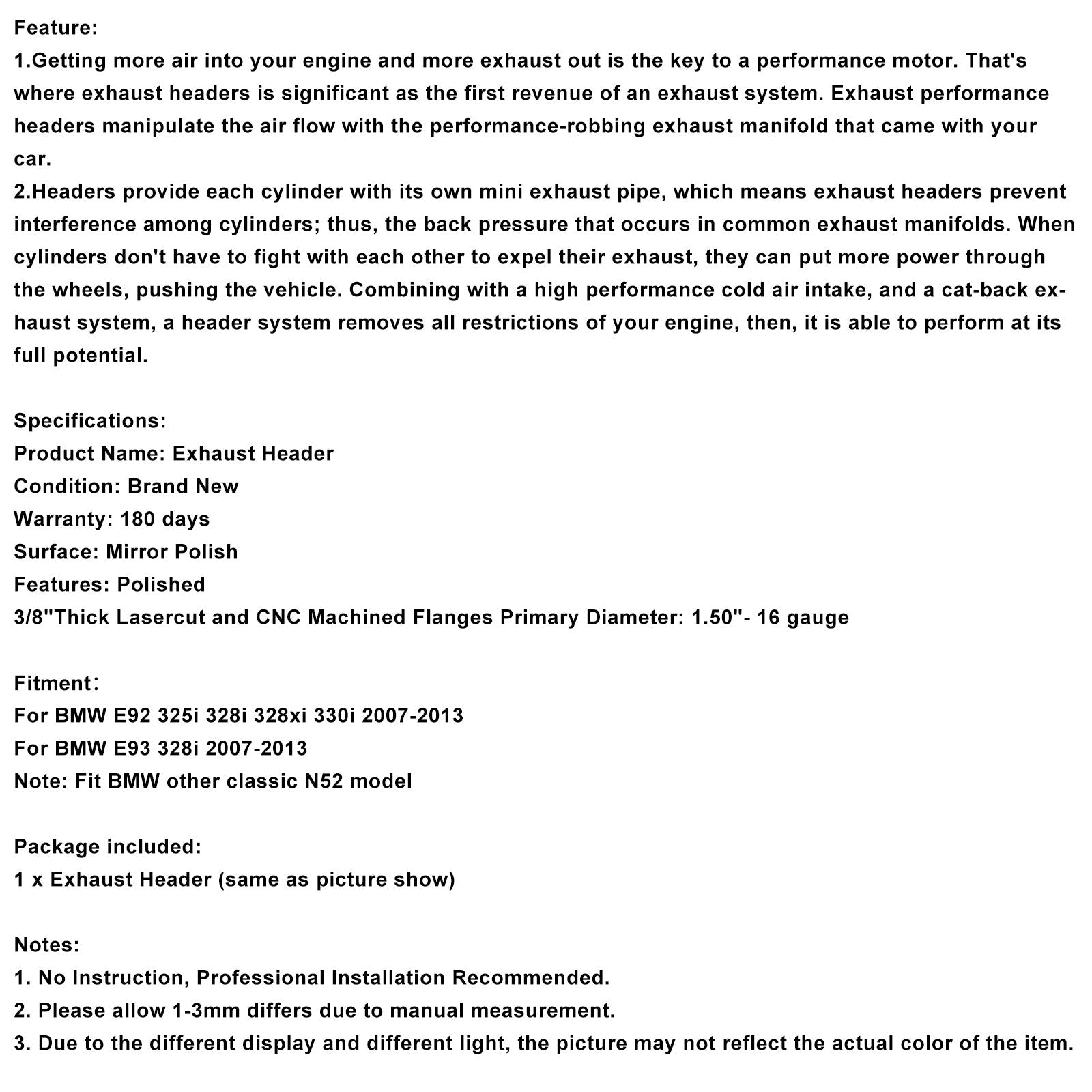 Kolektor wydechowy do BMW E92 325i, 328i, 328xi i 330i (2007-2013)