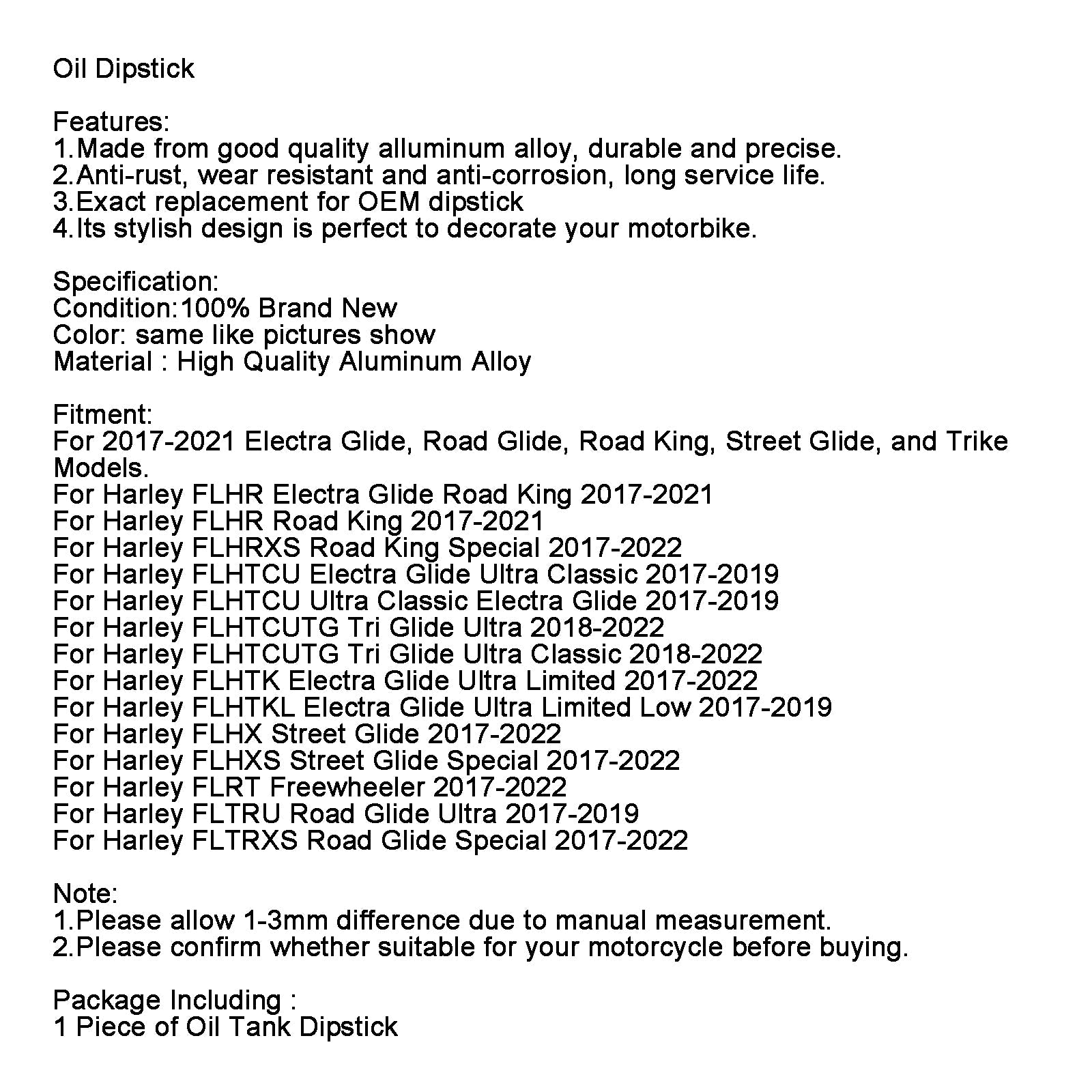 Öljymittarin säiliökorkki, sopiva korkki Road Electra Street Glide Road King 17-21