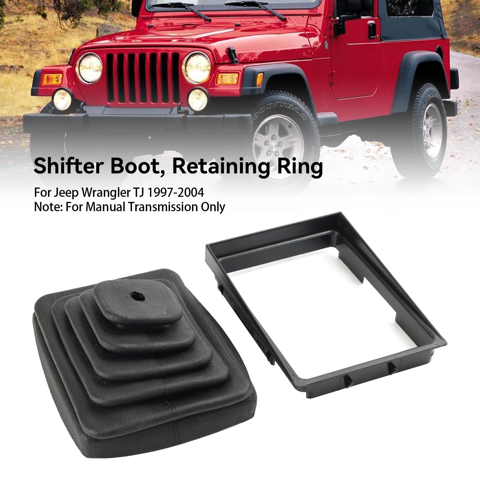 Shifter Boot Retainer Bezel Ring Manual Trans voor Jeep Wrangler TJ 1997-2004