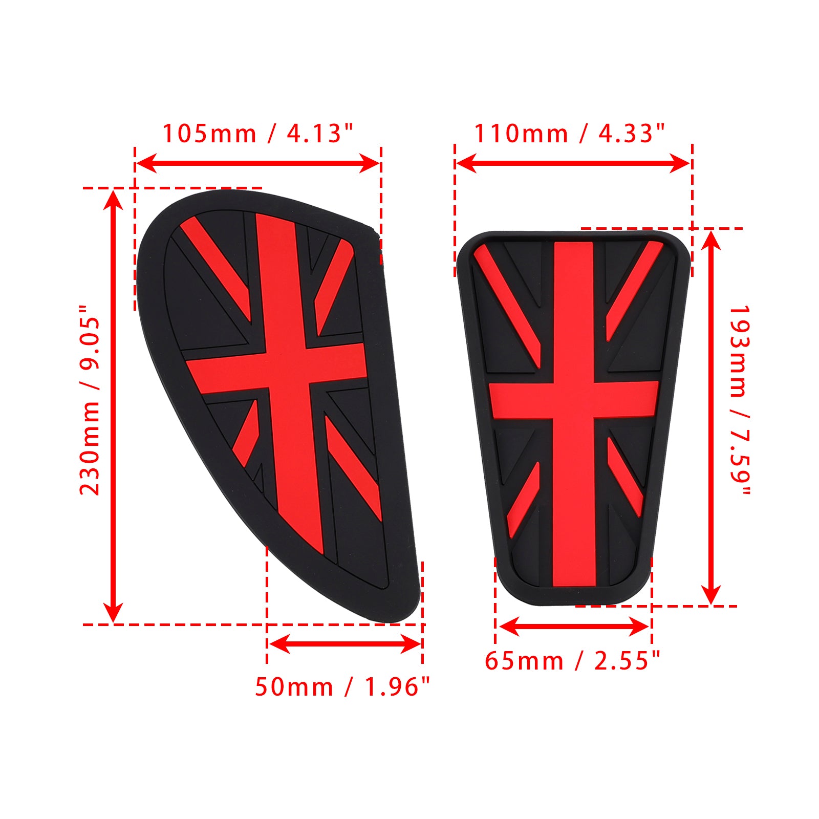 Kneless per serbatoio del carburante - Union Jack - Red - Retro Cafe Racer Tank Protections