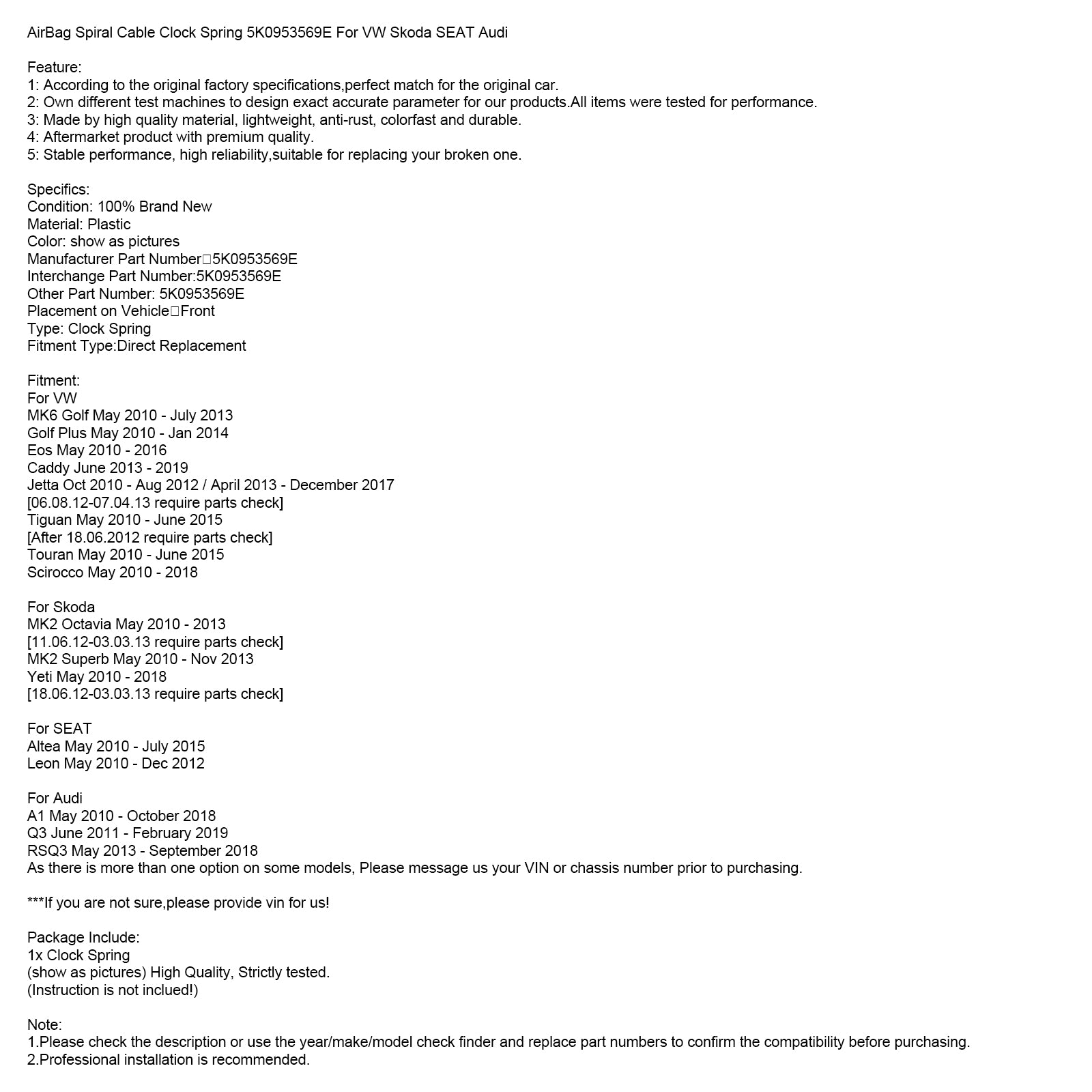 05/2010-10/2018 Audi A1 Spiralni kabel Airbag (ura) 5K0953569E