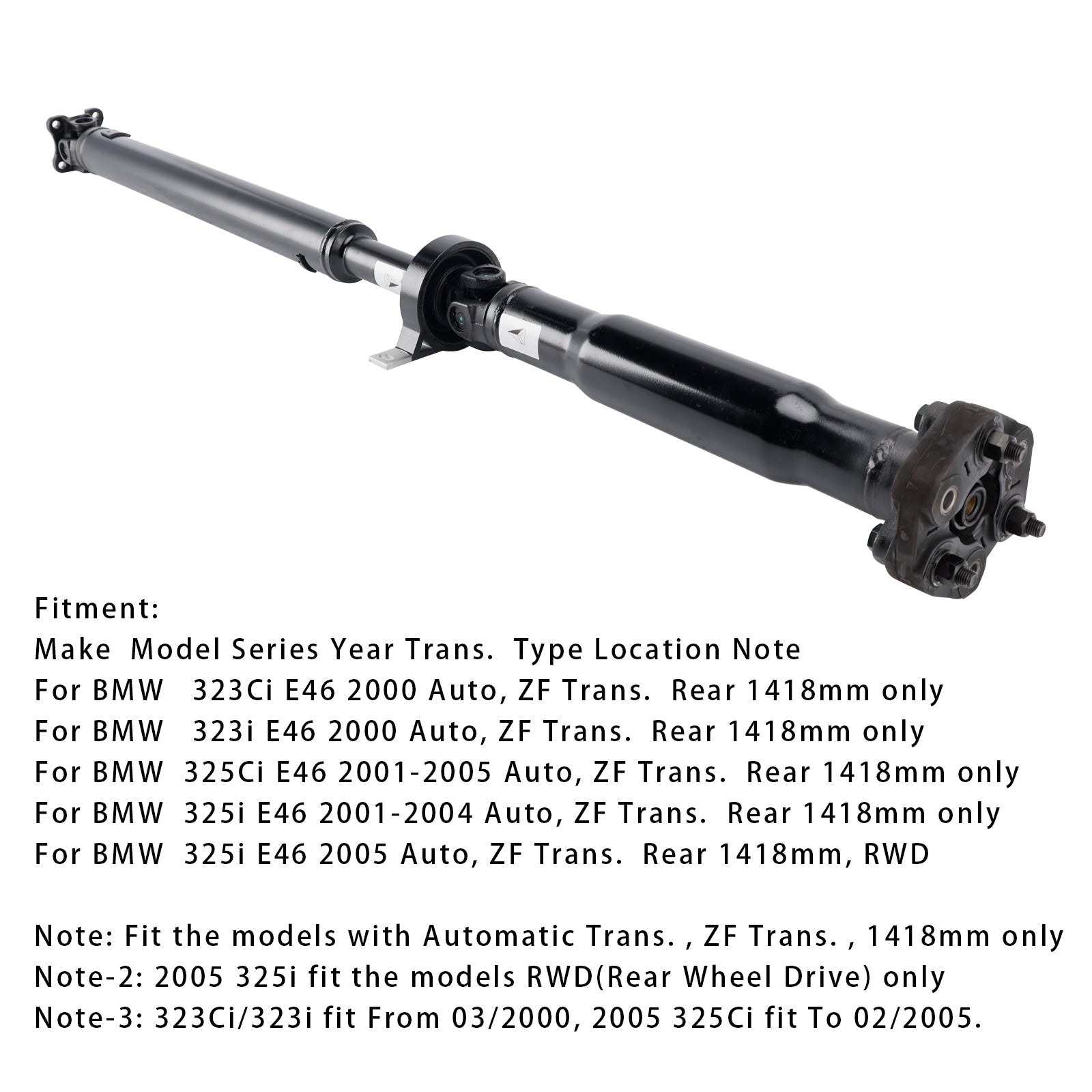 Arbre de transmission arrière pour BMW 325i E46 2001-2004, boîte automatique ZF, assemblage d'arbre d'hélice 26111229564