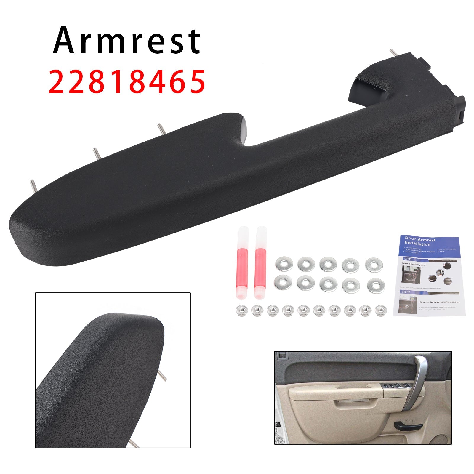 Kit de réparation d'accoudoir avant gauche compatible avec Chevy Silverado 1500 2500HD 3500HD 10-2014