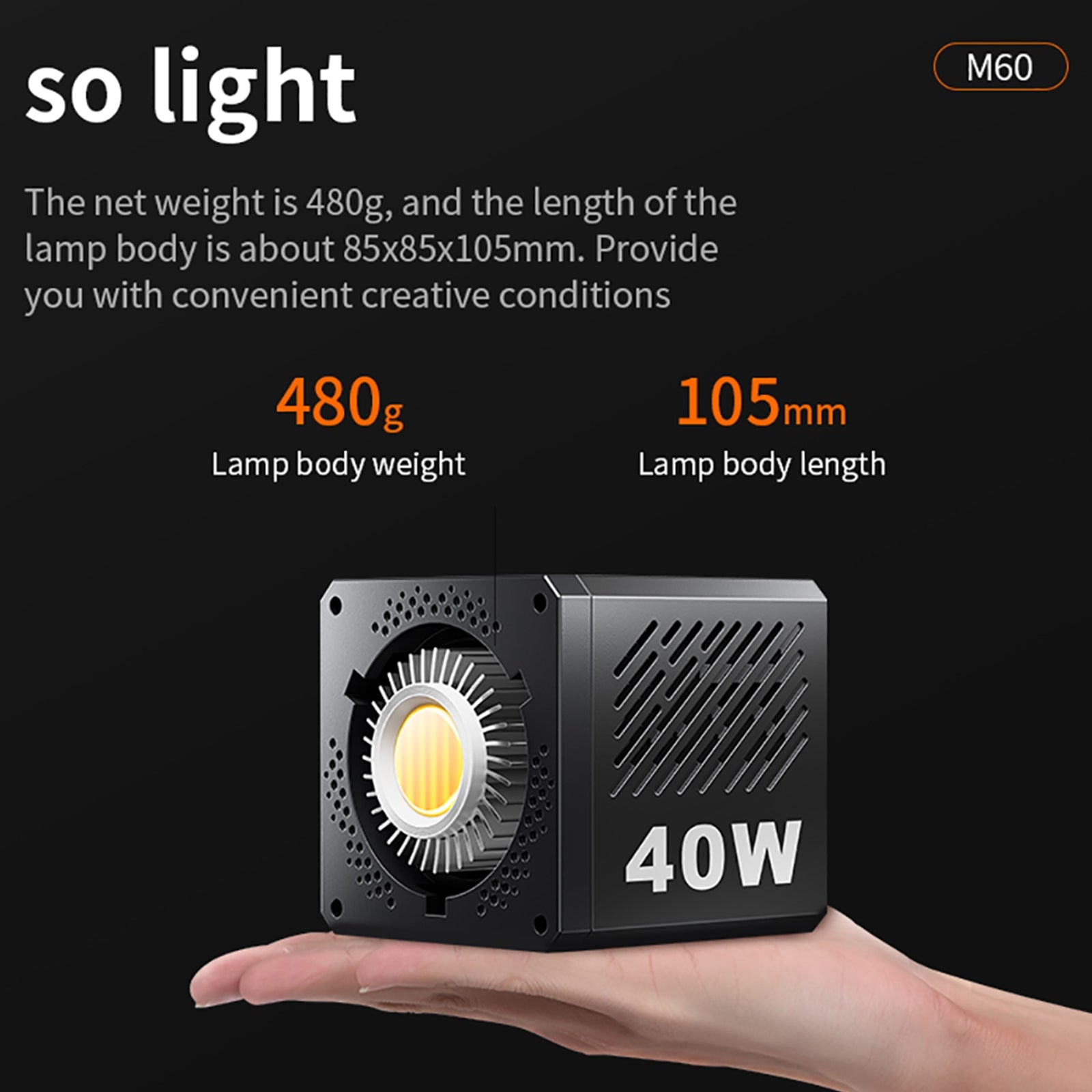 40W krachtige COB-fotografielamp M60 LED-buitenlamp op zonne-energie