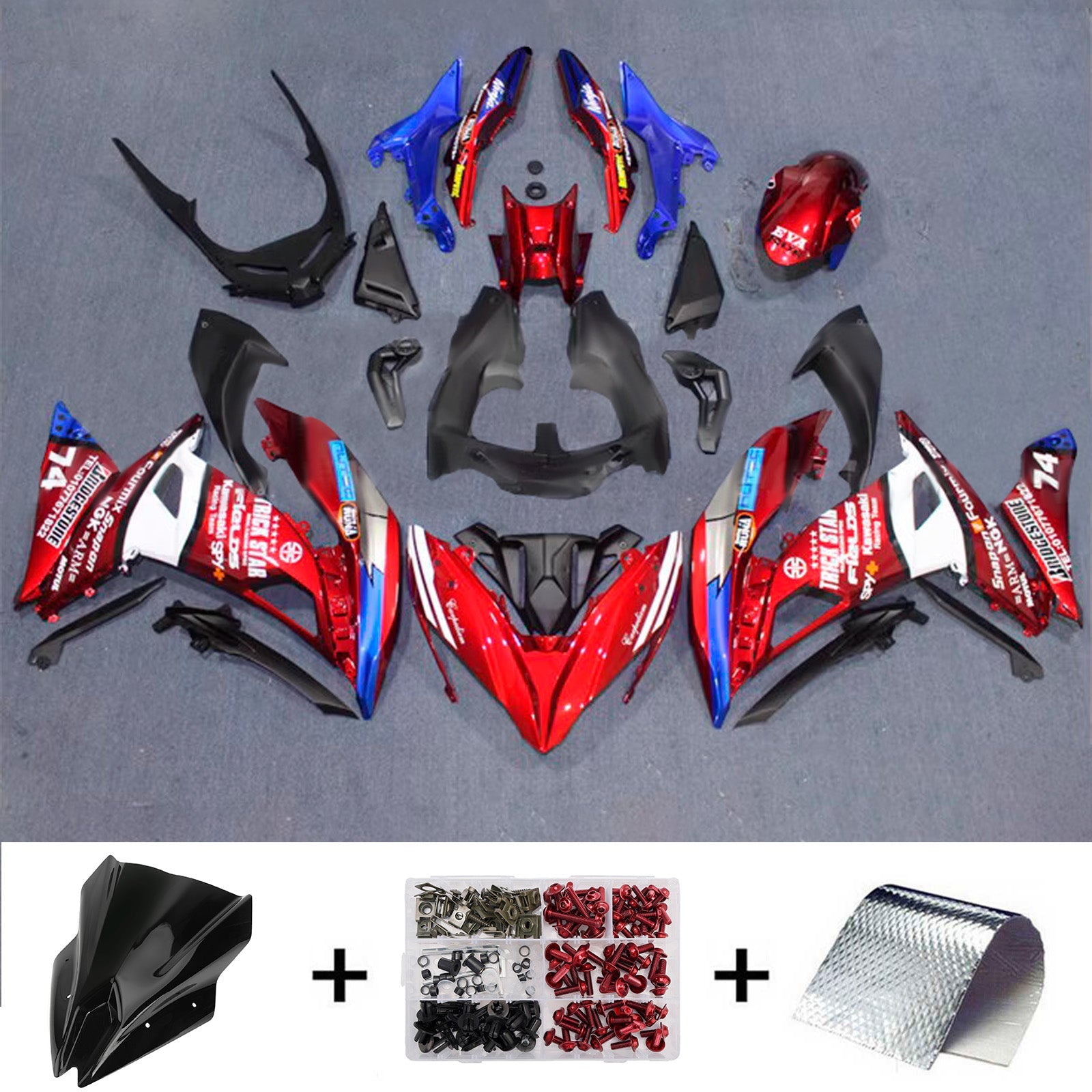 Kit de carénage injecté en plastique ABS compatible avec Kawasaki ER-6F Ninja650R 2017-2019