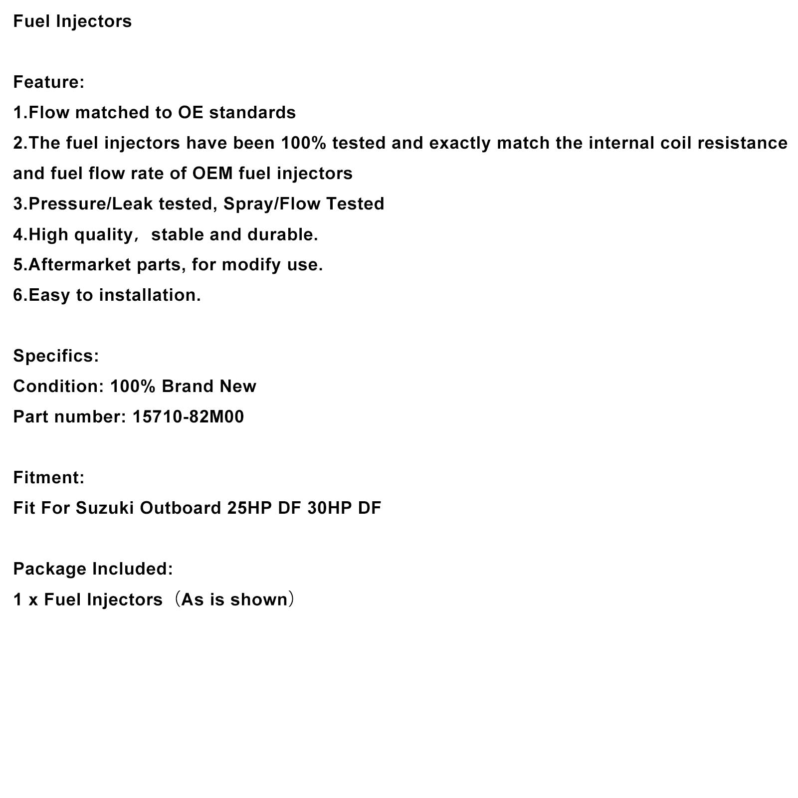 Brandstofinjectoren compatibel met Suzuki 25HP 30HP DF25 15710-82M00