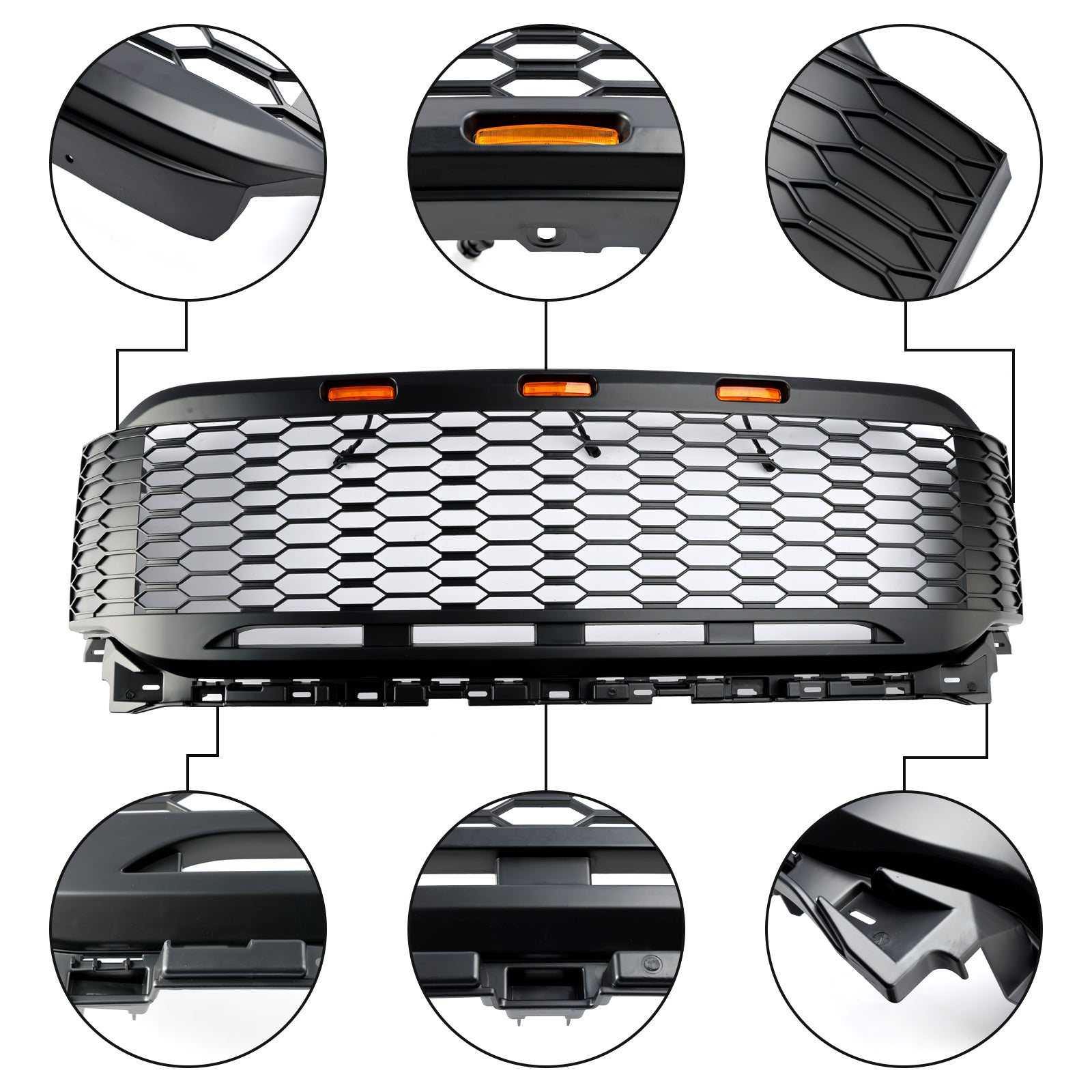 Rejilla de parachoques delantero ABS de repuesto para Ford F150 2021-2023 Raptor con LED