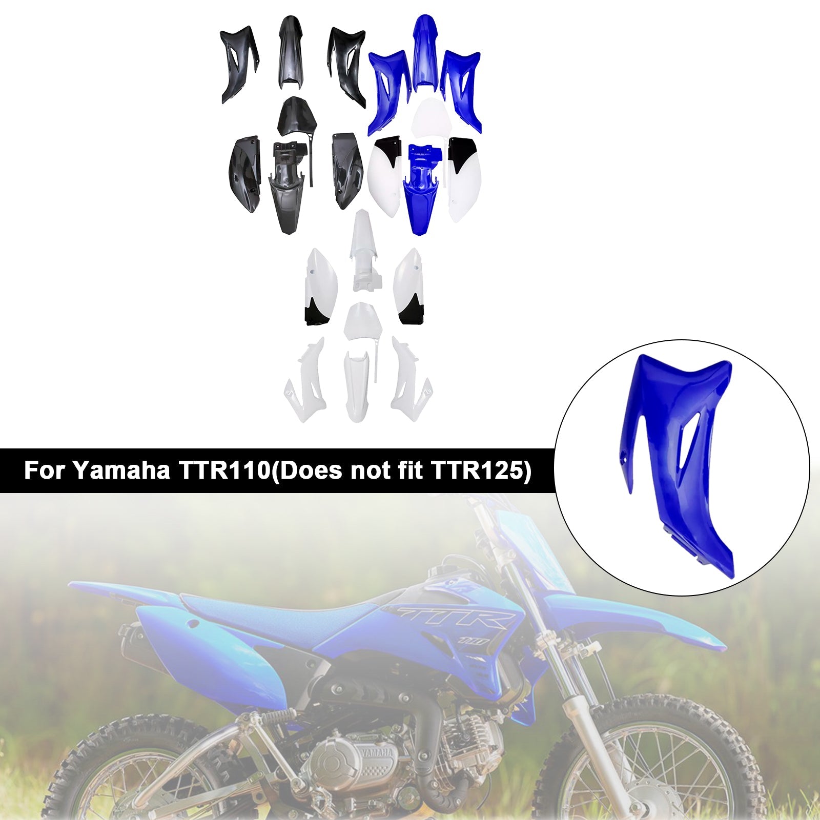Kit carrosserie plastique et carénage garde-boue pour moto tout-terrain Yamaha TTR110