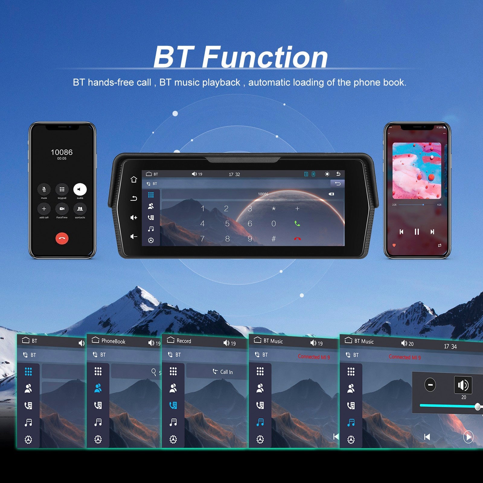 Écran sans fil PND de 6,86 pouces pour motos, compatible avec CarPlay et Android Auto
