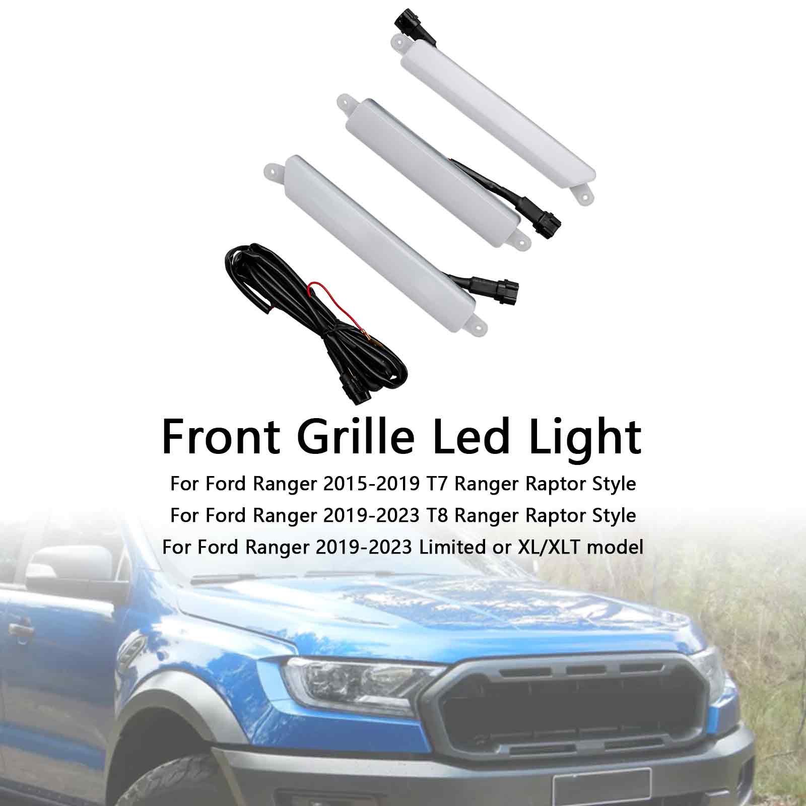 Luz llevada blanca de la parrilla de la parrilla del parachoques delantero para Ford Ranger 2015-2023 T7 T8