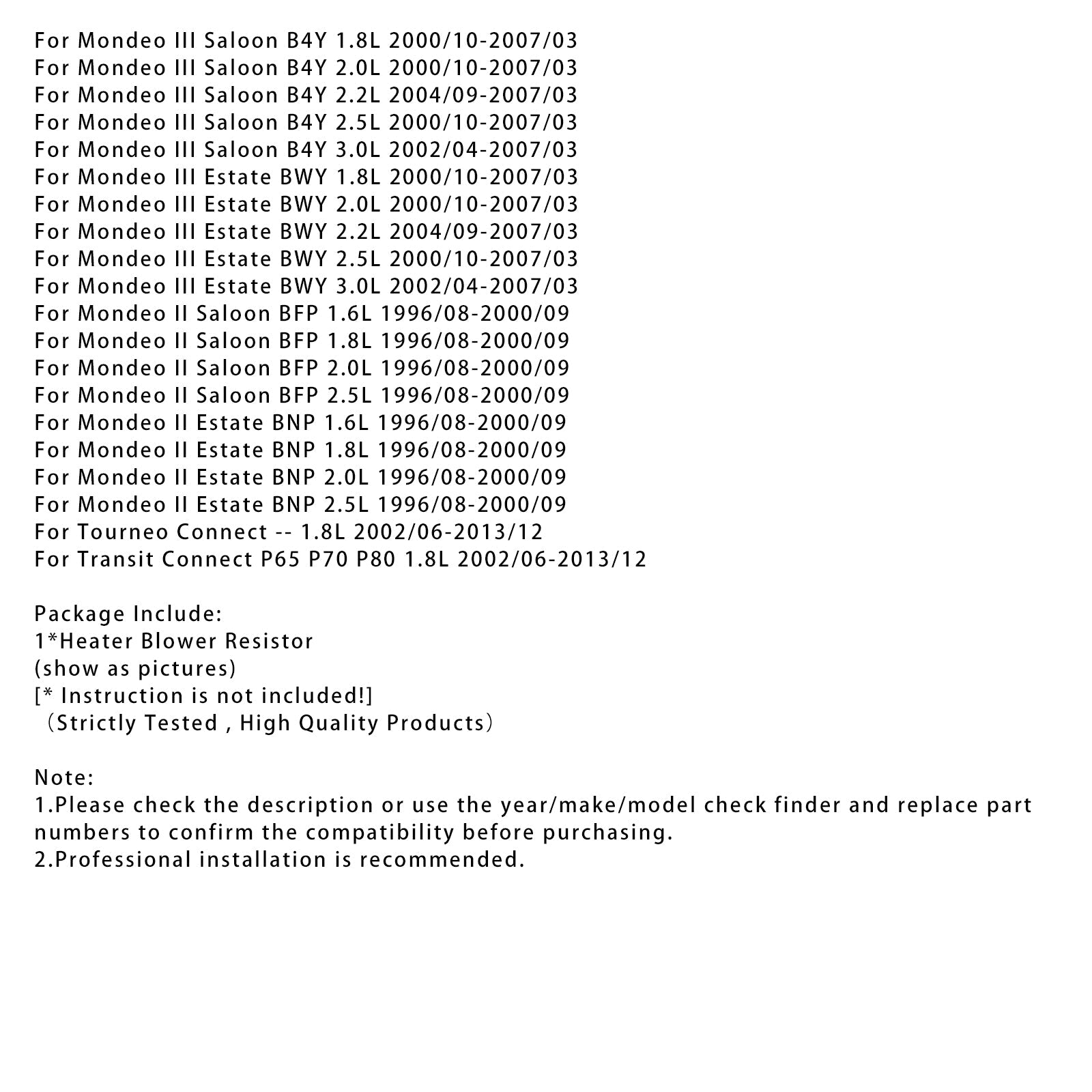 Résistance de régulation de ventilateur de chauffage CVC 3M5H18B647BA pour Ford Mondeo II
