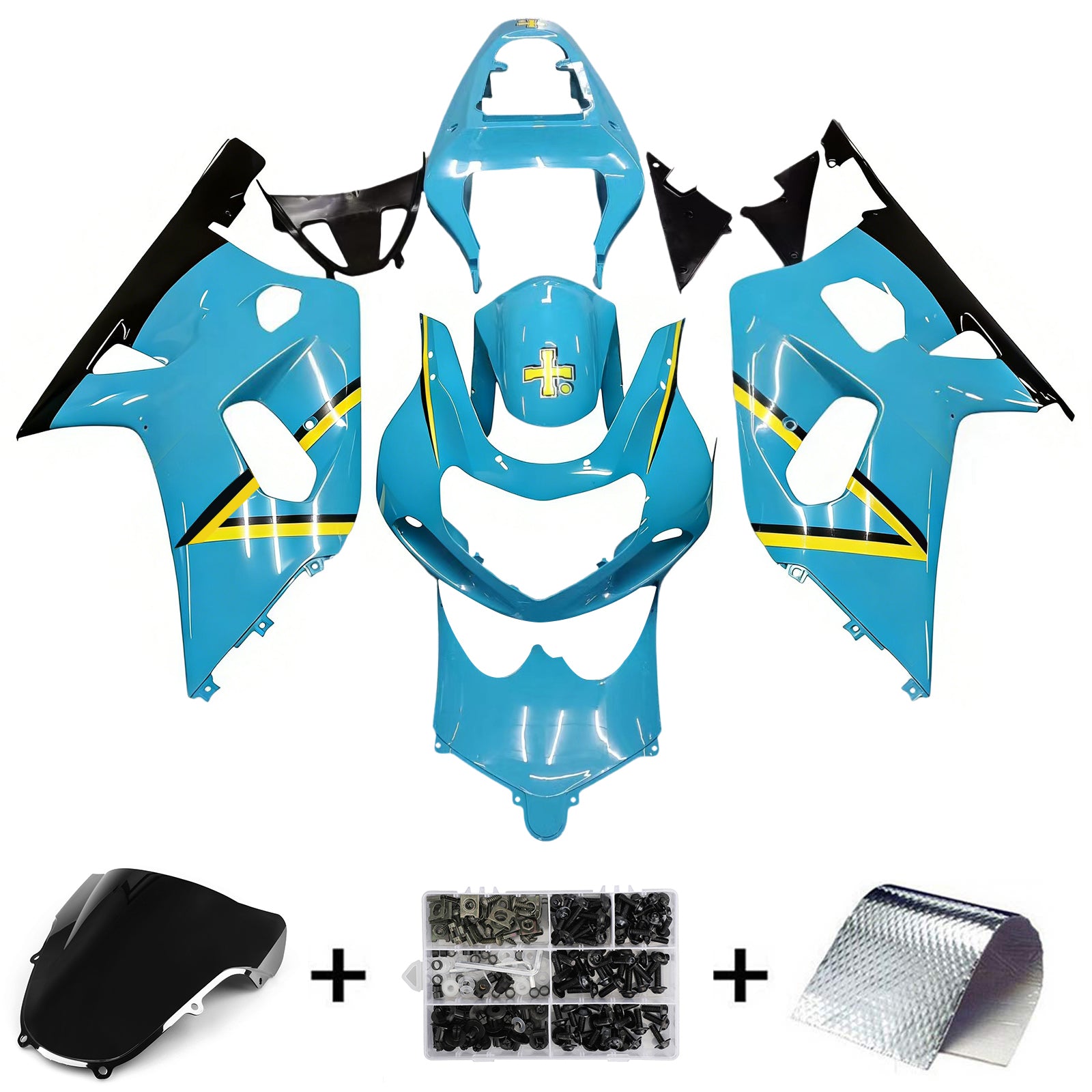 Injection carénage Kit carrosserie plastique ABS fit pour Suzuki GSXR600 2001-2003