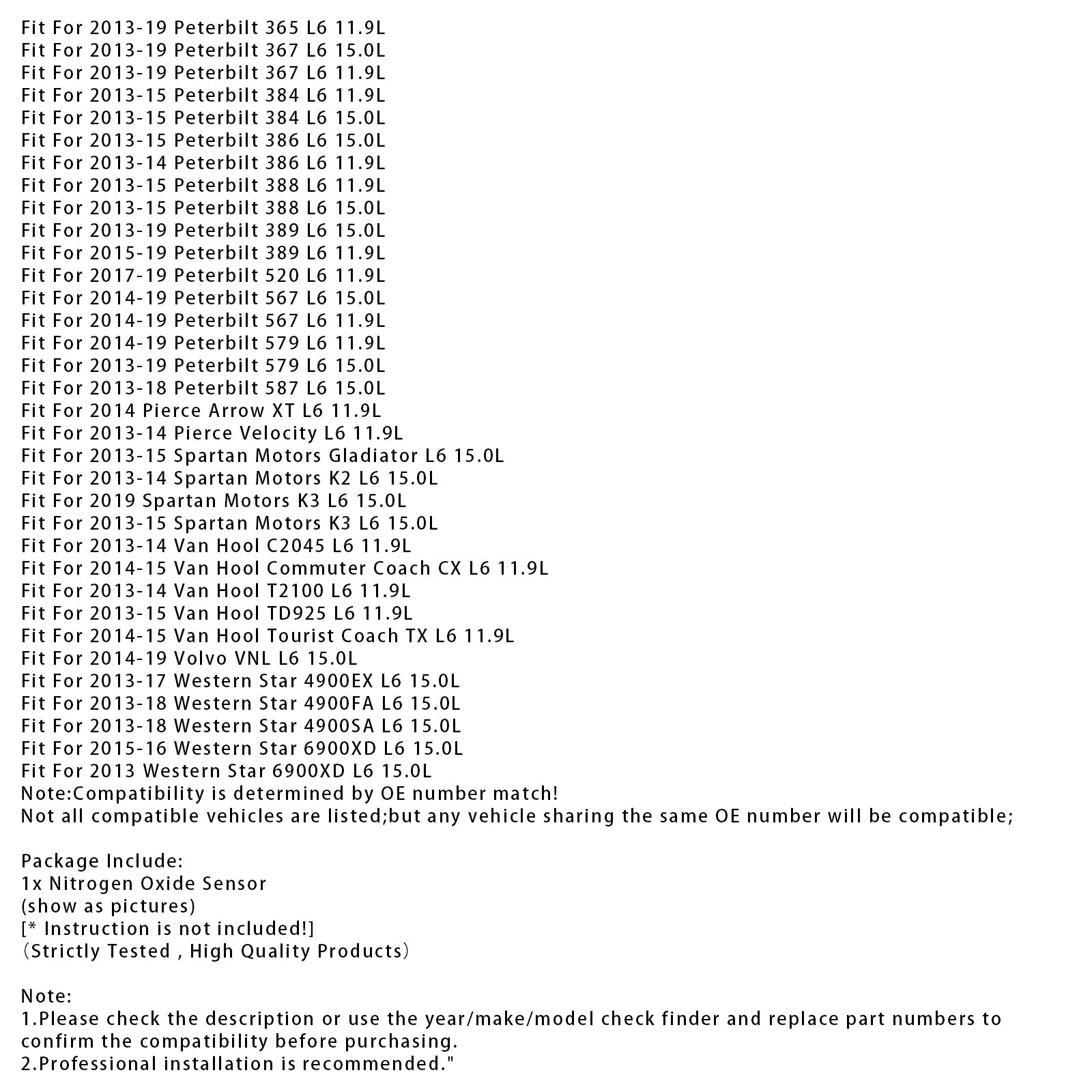 Gornji senzor NOx za Cummins ISX Diesel 13-18 5WK96740B 4326870 3687930