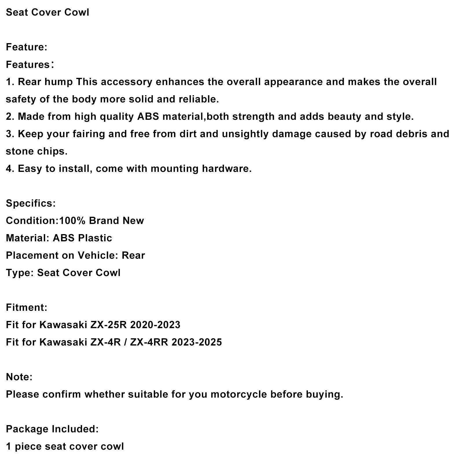 Racing staart achterkuip voor Kawasaki ZX25R ZX4R ZX4RR 2020-2025