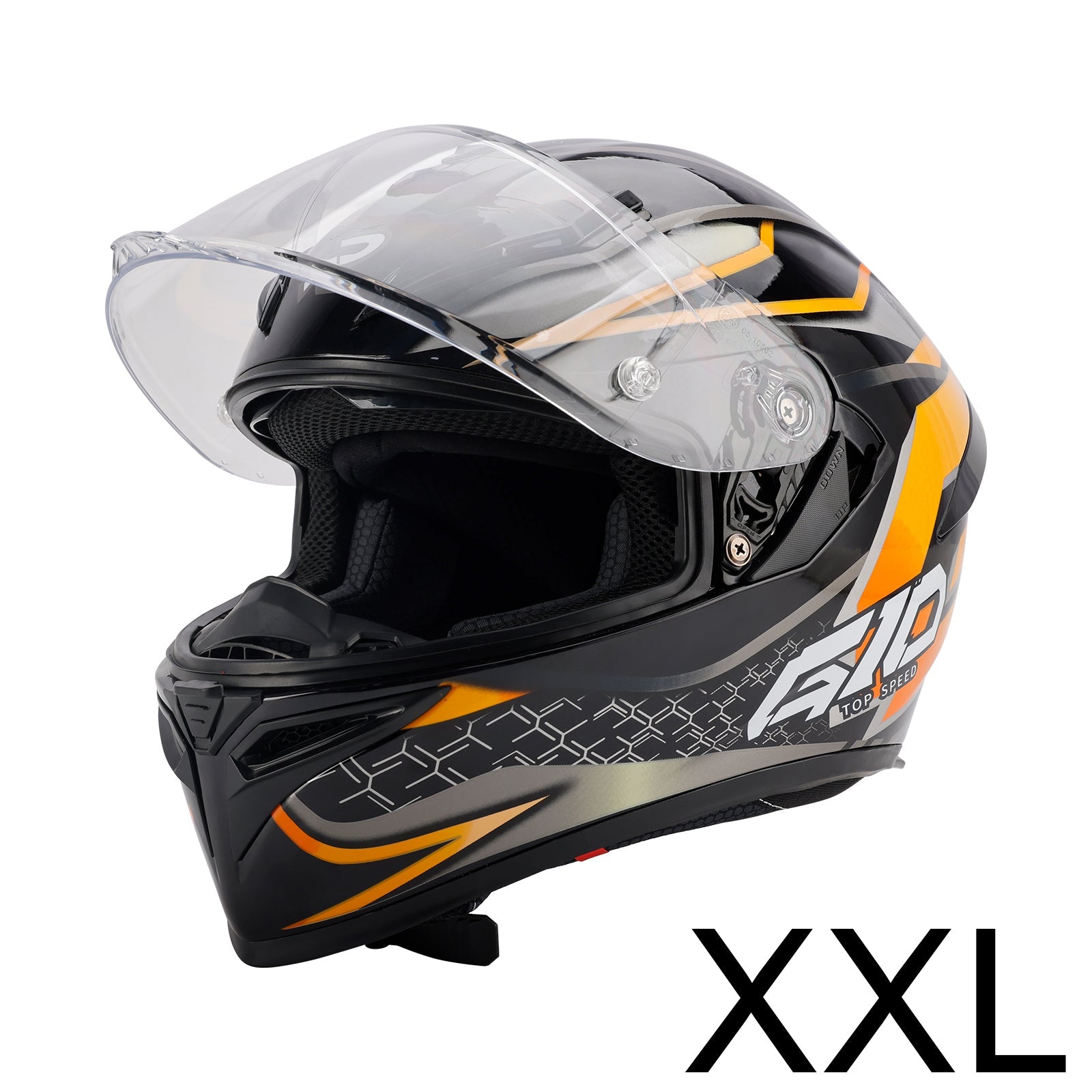 Casque moto intégral DOT pour adulte, orange