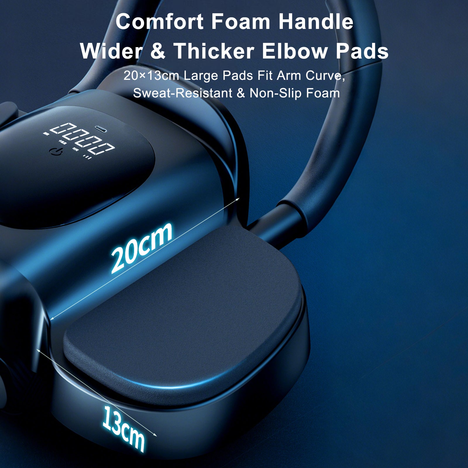 Roller Abdominal Amélioré avec Support pour Coudes, Rebond Automatique et Écran LCD – Inclut Genouillères, Minuterie et Entraîneur pour les Abdominaux, Idéal pour les Entraînements à Domicile (Noir)