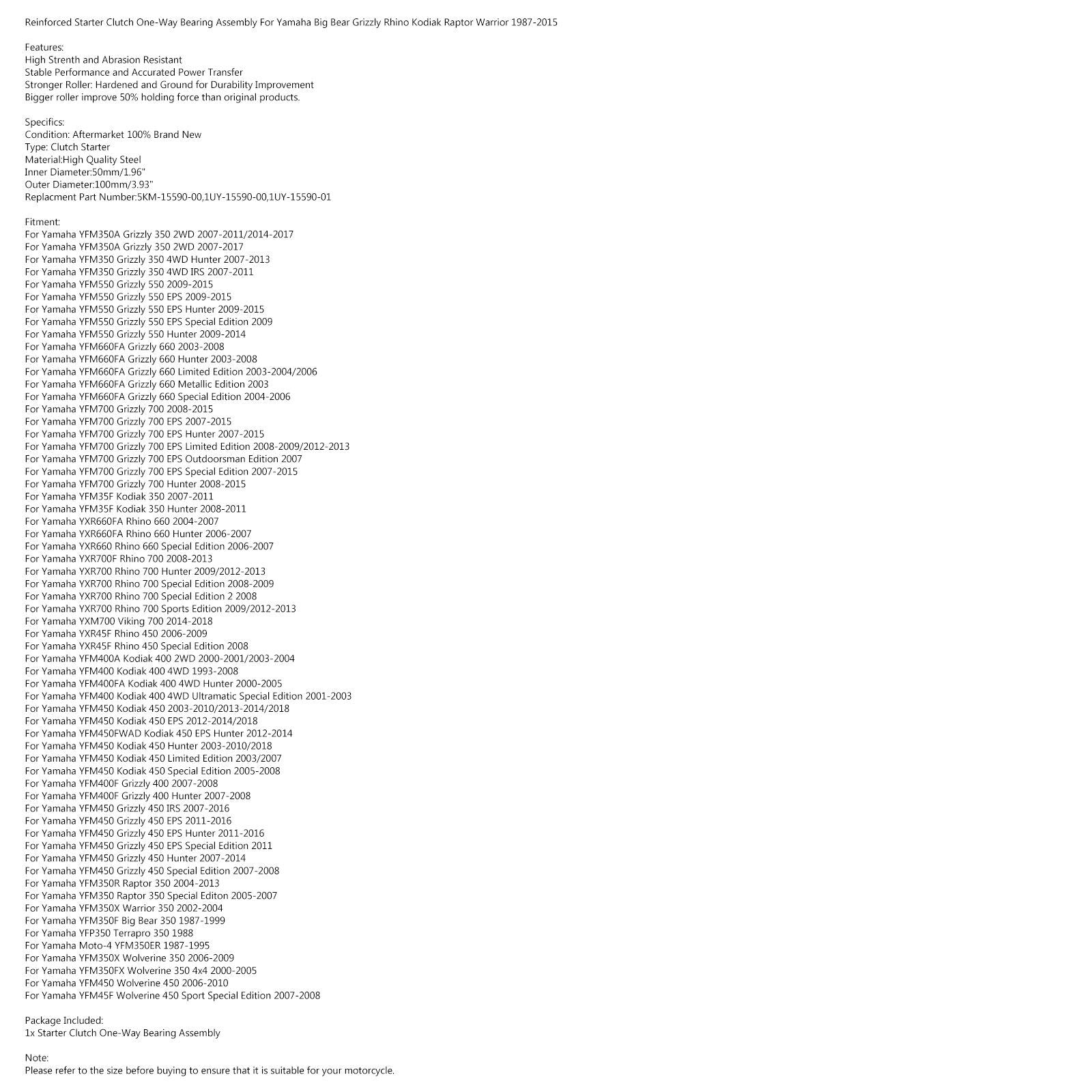 Anlasserfreilauf BigBear/Grizzly/Raptor/Warrior voor Yamaha 87-15 Starterkit