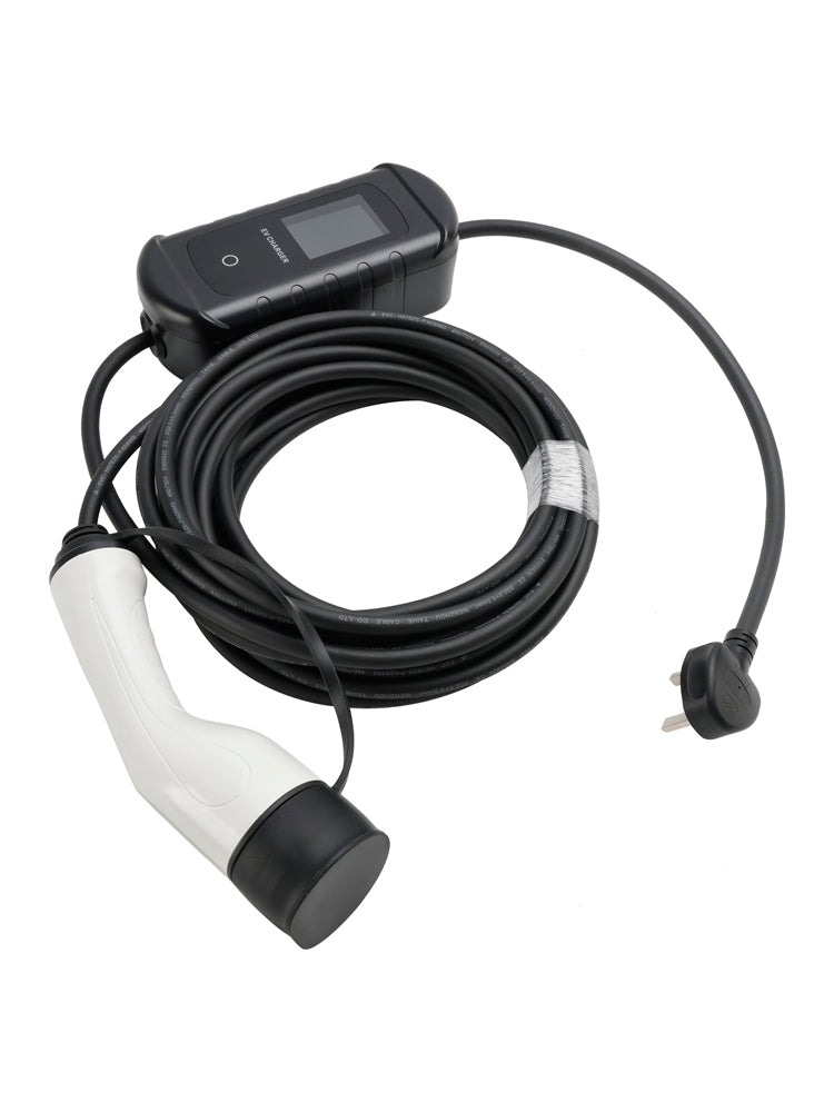 Type 2 draagbare EV-oplader, 10 meter kabel, 3-polige UK-stekker, 13 A verstelbaar