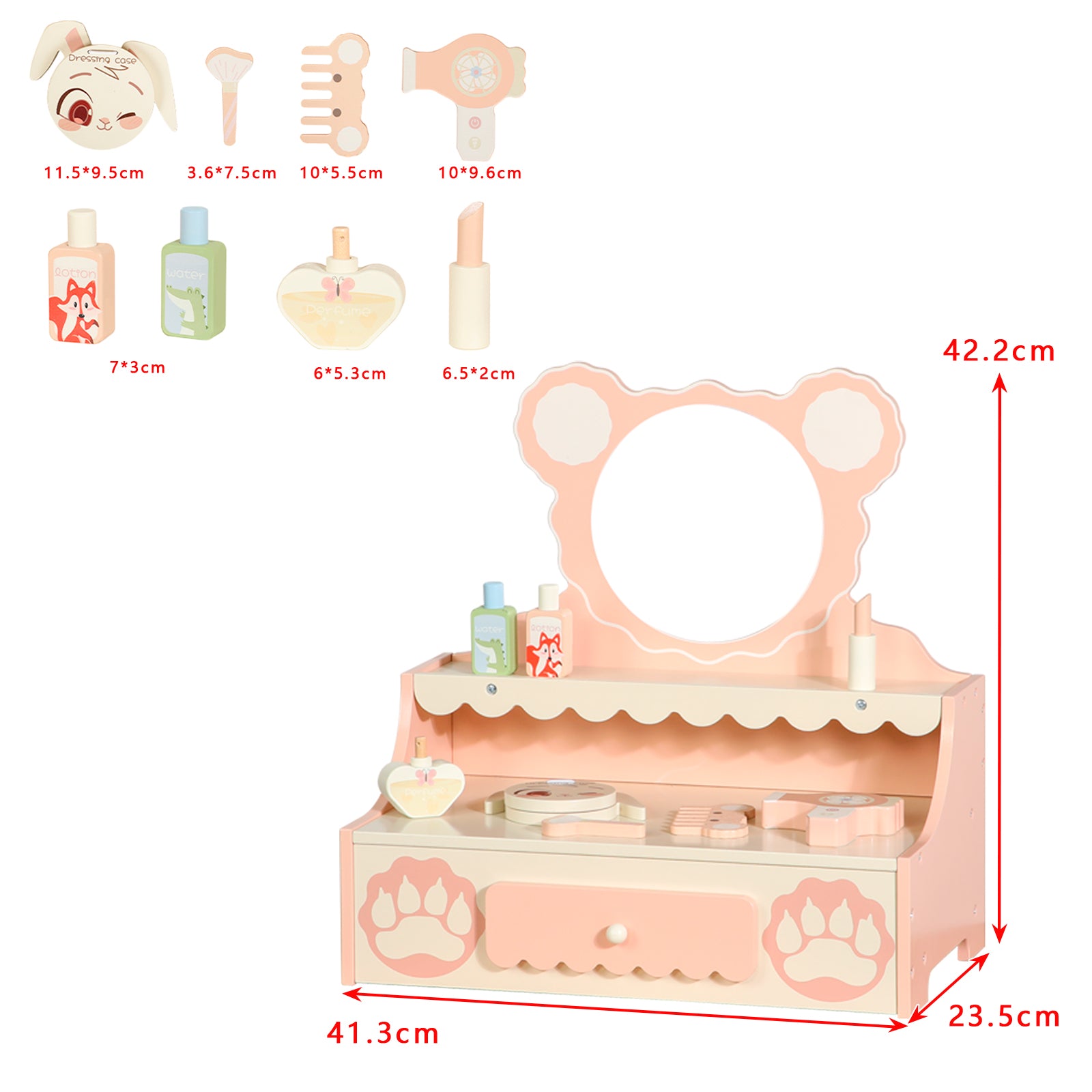 Kindermake-upset met spiegel en lades – kaptafel en make-upspeelgoed voor meisjes, perfect cadeau voor meisjes