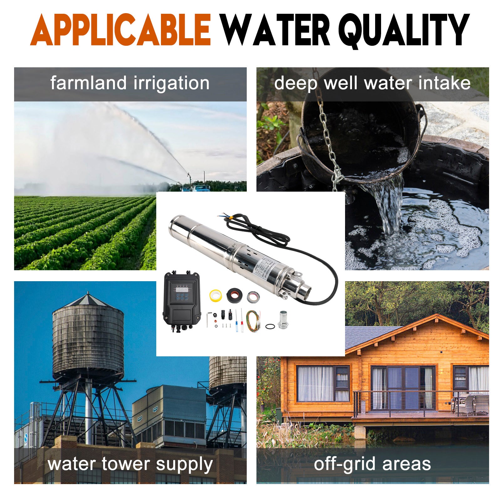 3" 60V 1KW MPPT ruuvi aurinkoporapumppu upotettava syväreikäinen teräspää 160M
3" 60V 1KW syvä kaivo aurinko upotettava reikä vesipumppupää 160M