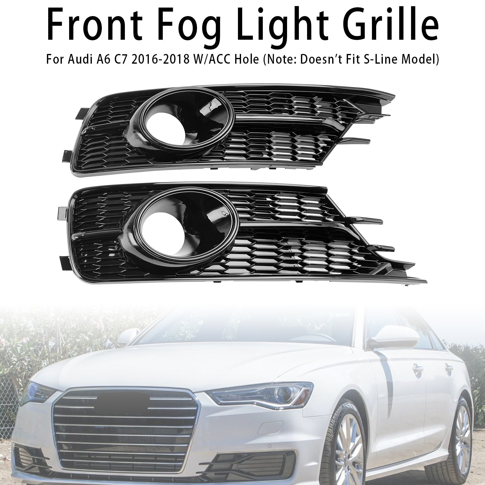 2016-2018 AUDI A6 C7 W/ACC Coppia di coperture della luce inferiore del paraurti anteriore Griglia 4G0807647A