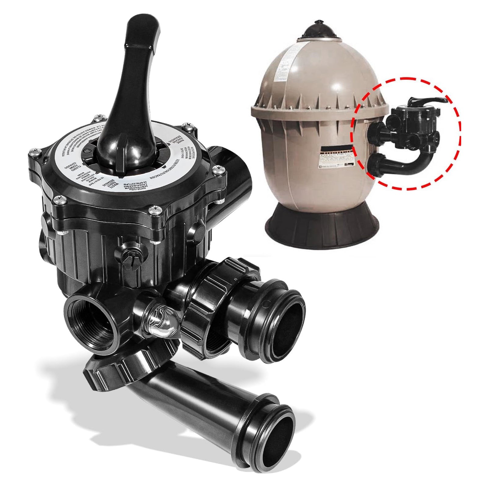Valvola multiport multi-flo SPX0710x32, 1,5 pollici, adattata alle piscine della serie Hayward S200 e S240