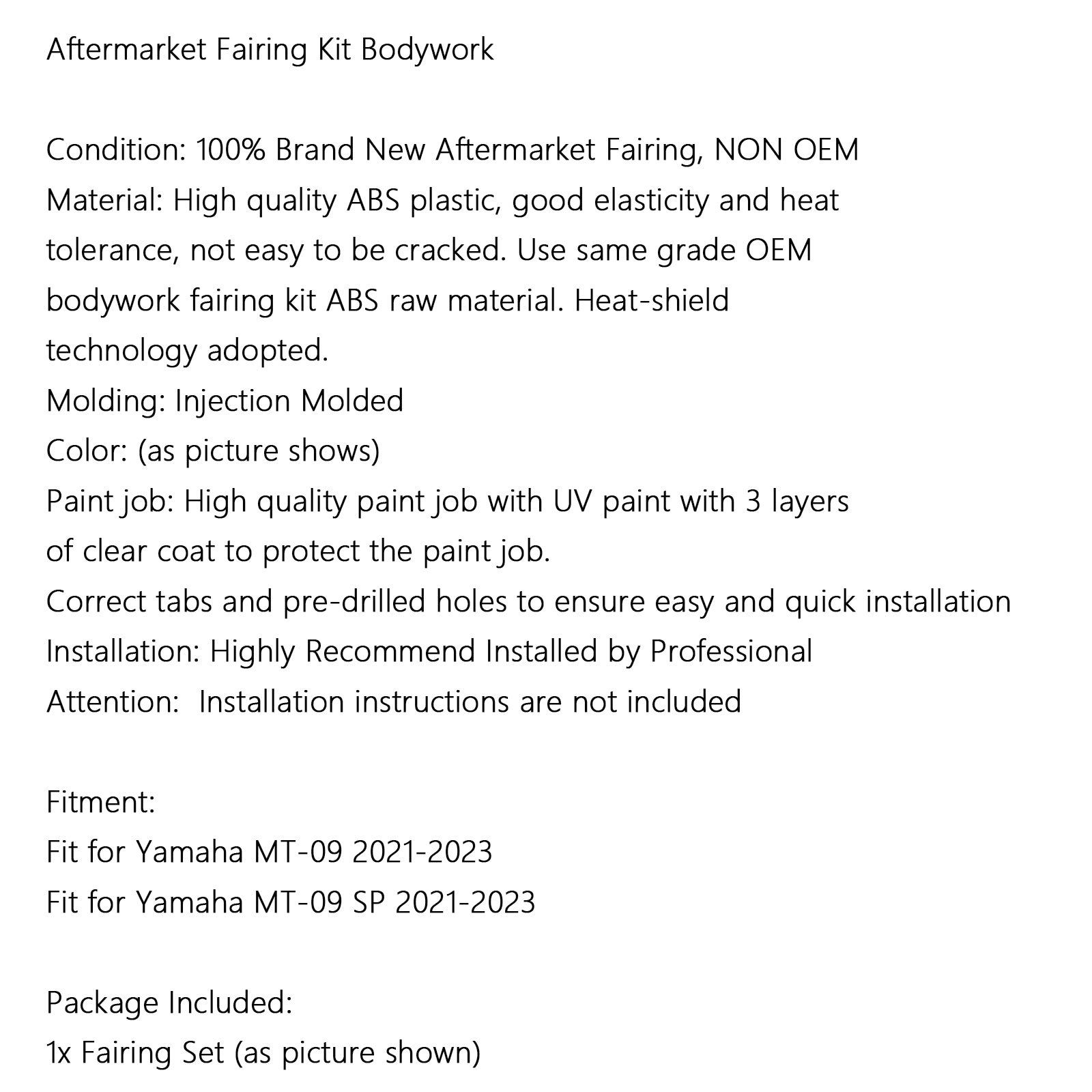 ABS Bodywork Beursinjectie voor Yamaha MT-09 / MT-09 SP 2021-2023 03#