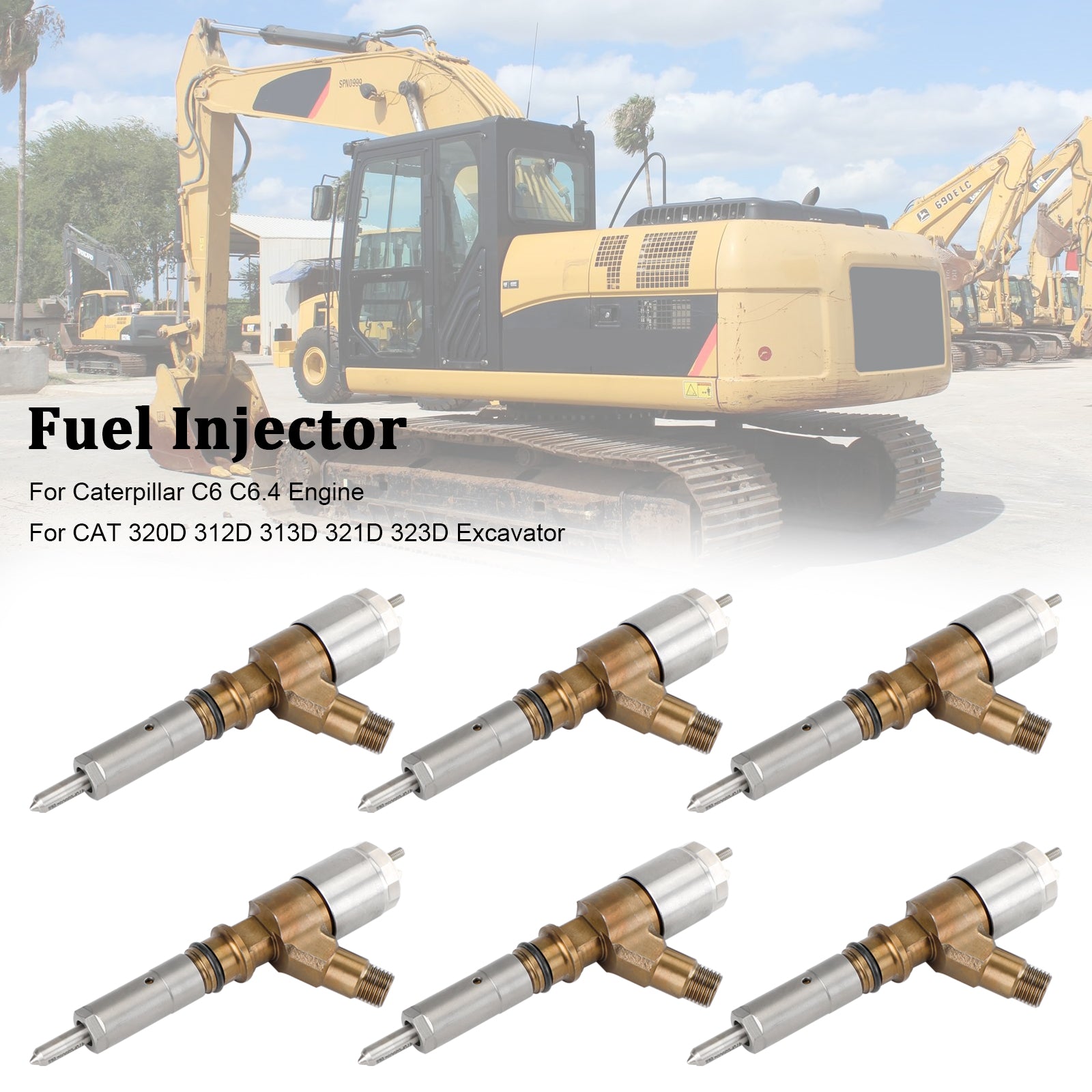 6PCS Fuel Injectors 3264700 Pour Caterpillar C6 C6.4 Pour CAT 320D Excavator