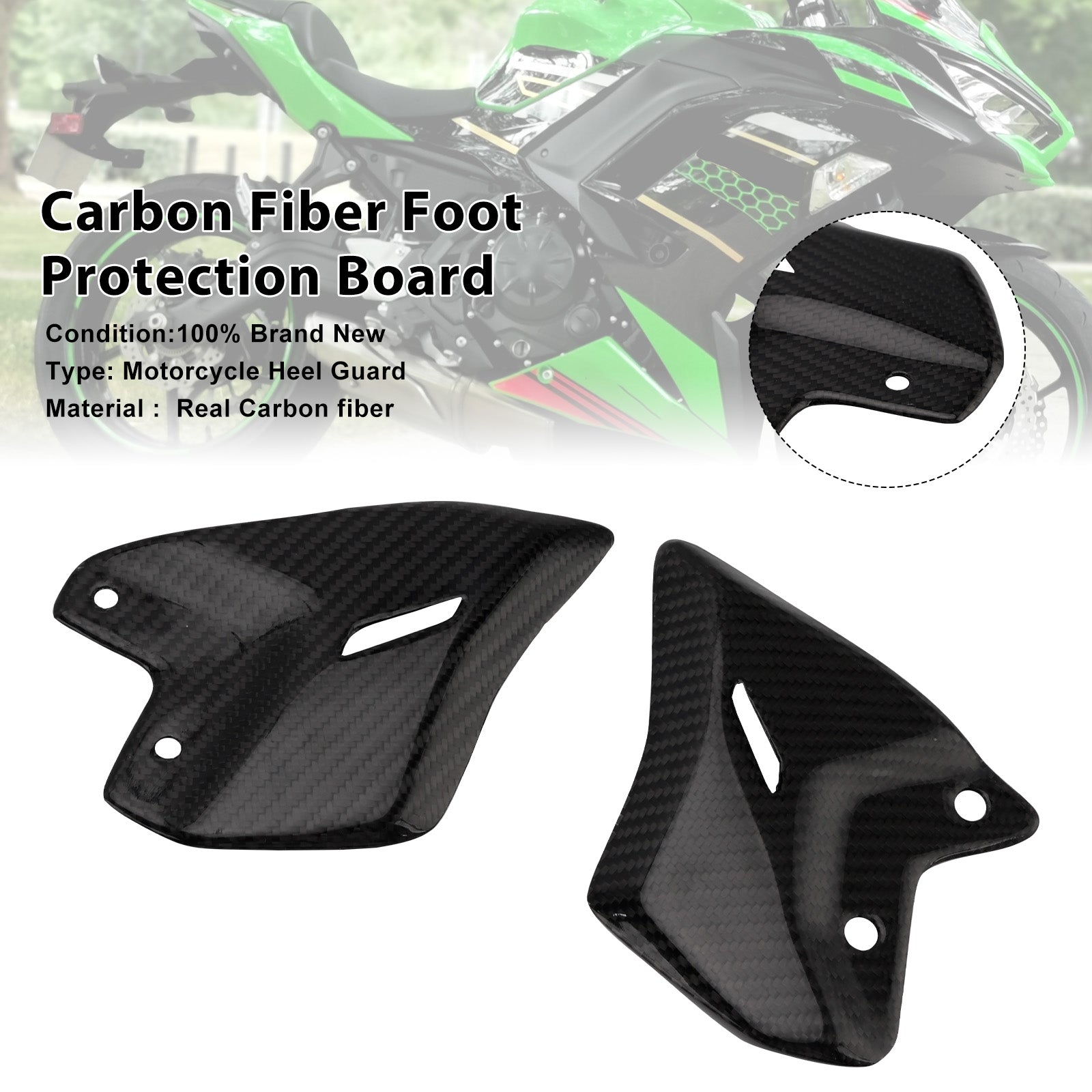 Reposapiés de fibra de carbono originales para Kawasaki Ninja 650 Z650 (2017-2025)