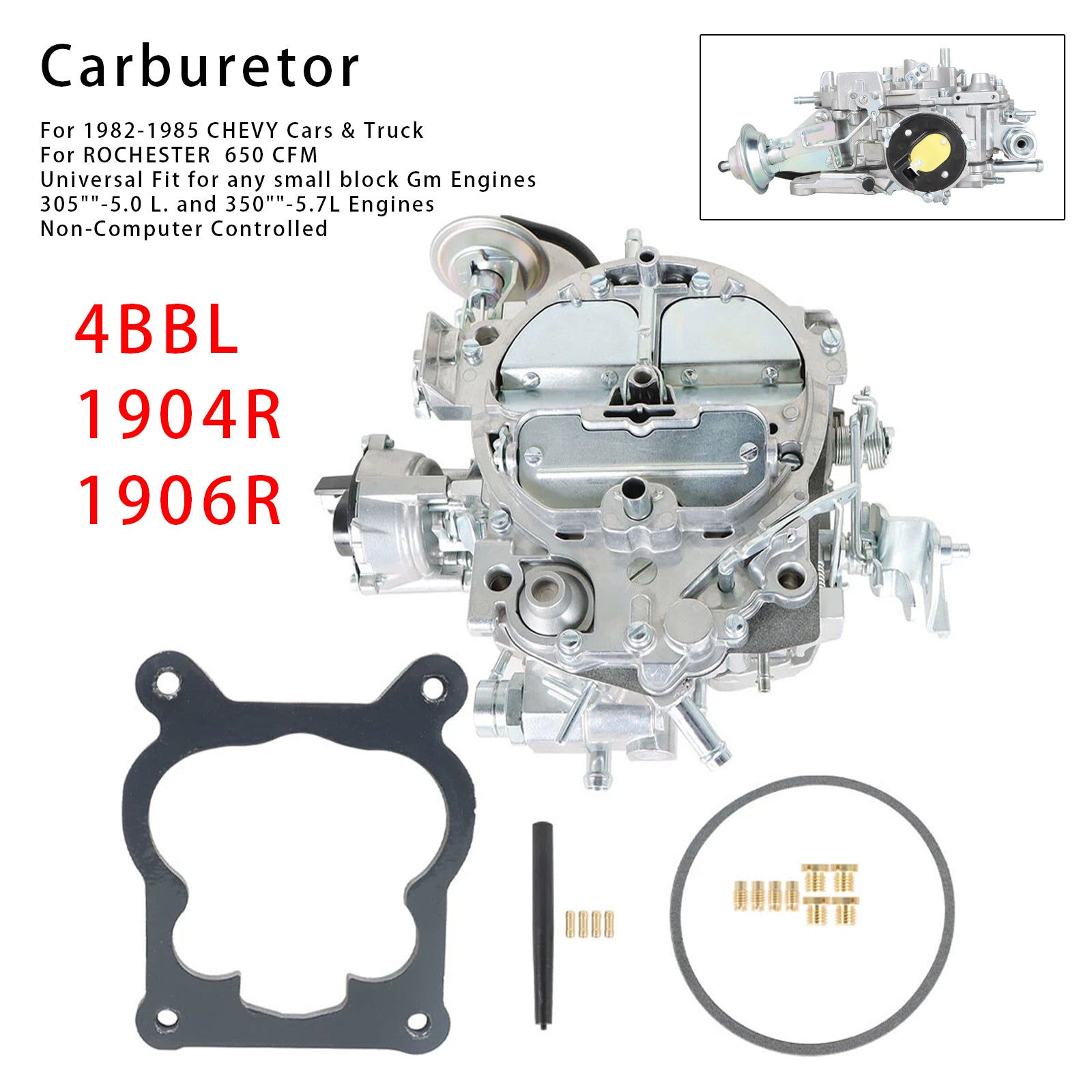 Carburateur 4 corps 1904R 1906R pour Chevy 305-350C 4MV 1980-1989