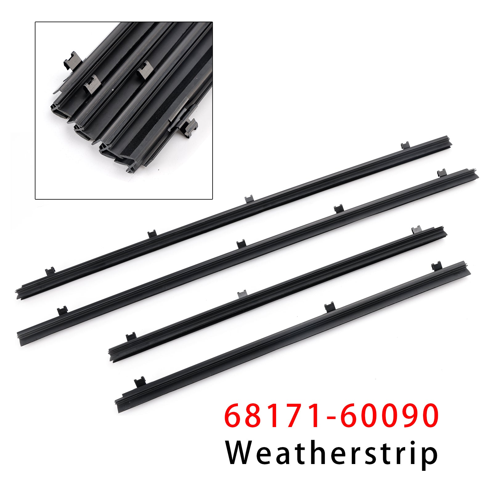 Joints d'étanchéité de vitre de porte (4 pièces) pour Toyota 4Runner GX460 (2010-2024) - Référence : 68171-60090