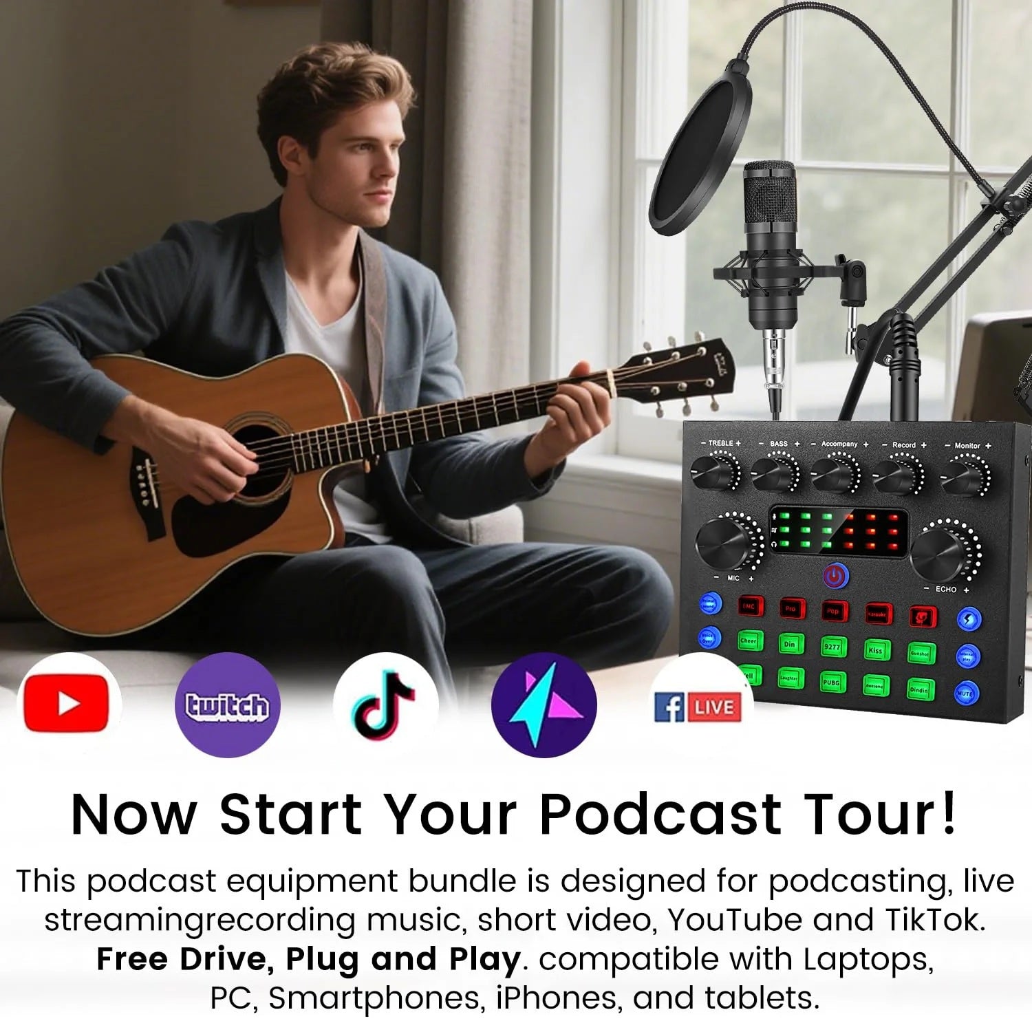 Scheda audio V8s Live per la registrazione di podcast, canto, streaming e giochi