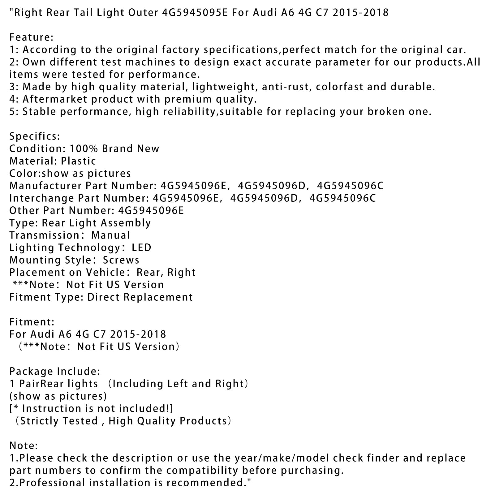 Audi Audi A6 4G C7 2015-2018 4G5945095E