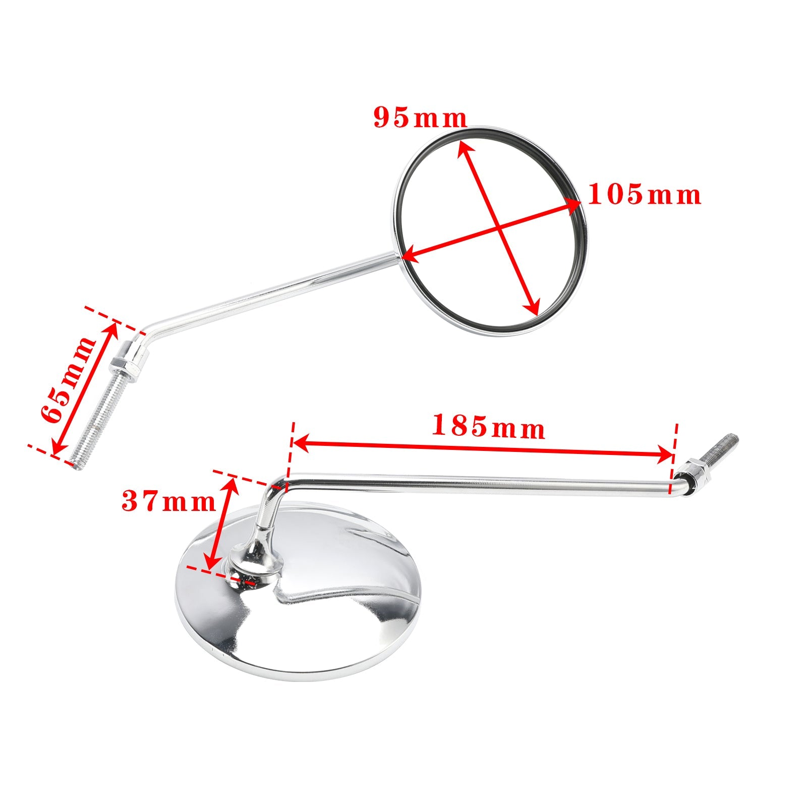 CHROOM SPIEGELS ROND 8MM Compatibel met HONDA PASPOORT C50 C70 C90