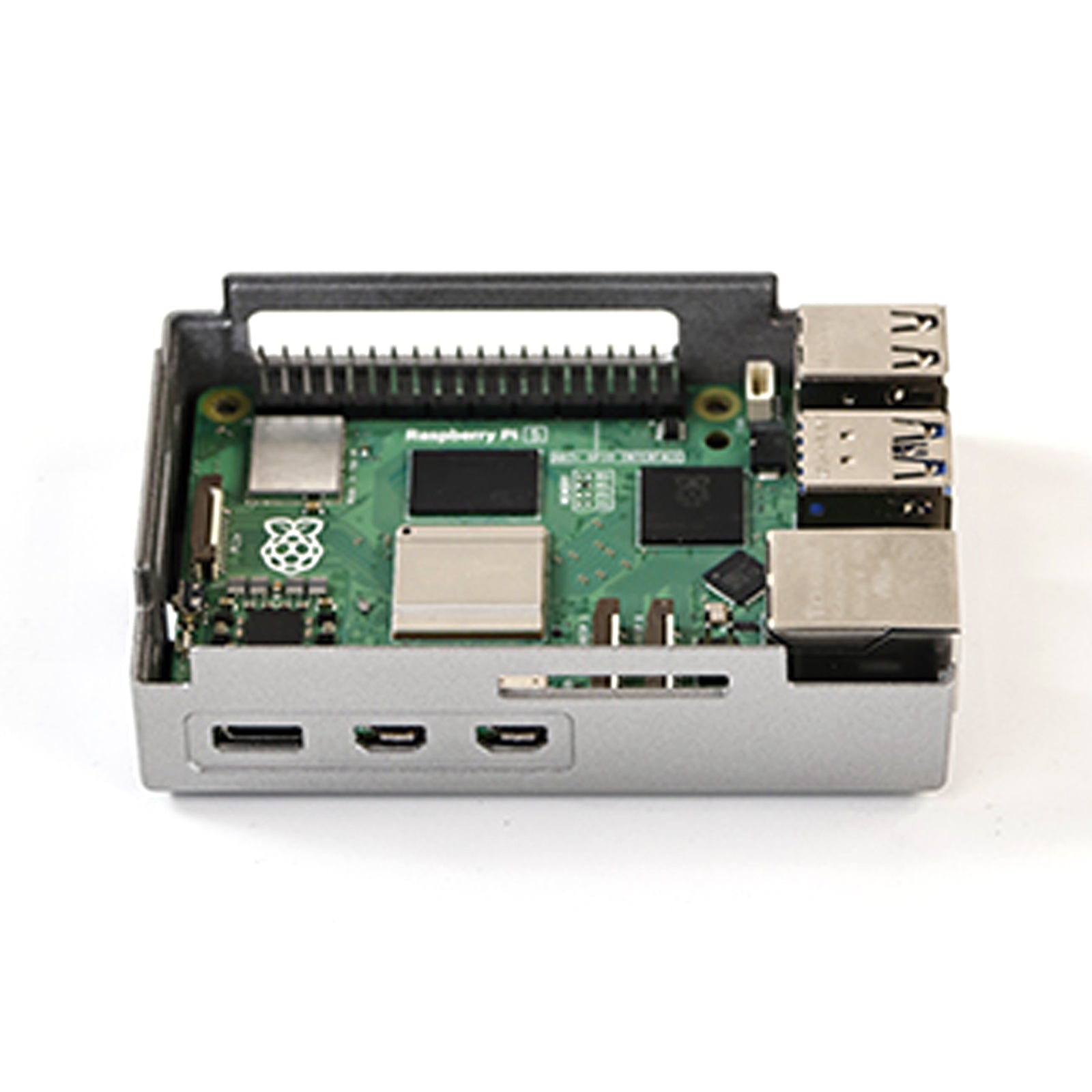 Raspberry Pi 5 Silver Shadow Shell Caja protectora Material ABS Ventilador de velocidad
