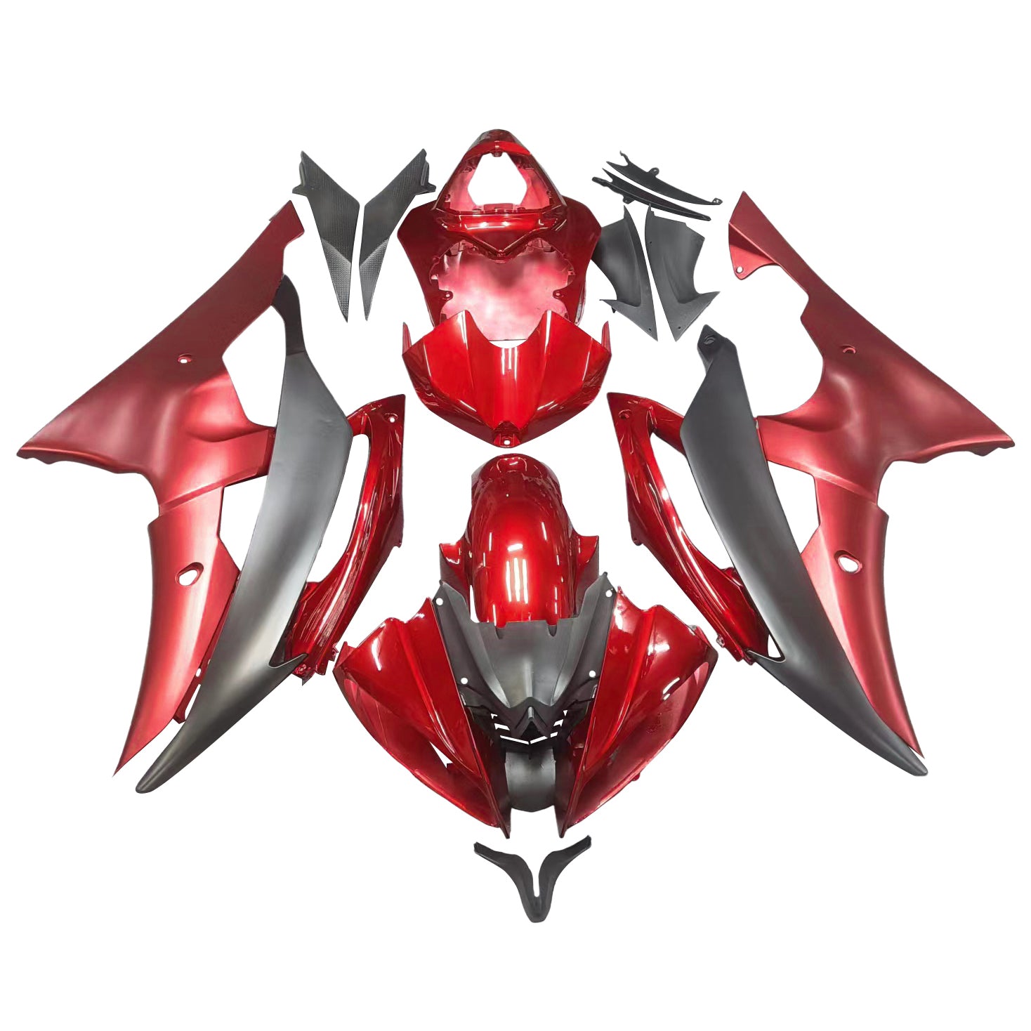Kit corpo in plastica per iniezione carenatura adatto per YAMAHA YZF-R6 2008-2016 Rosso opaco Nero