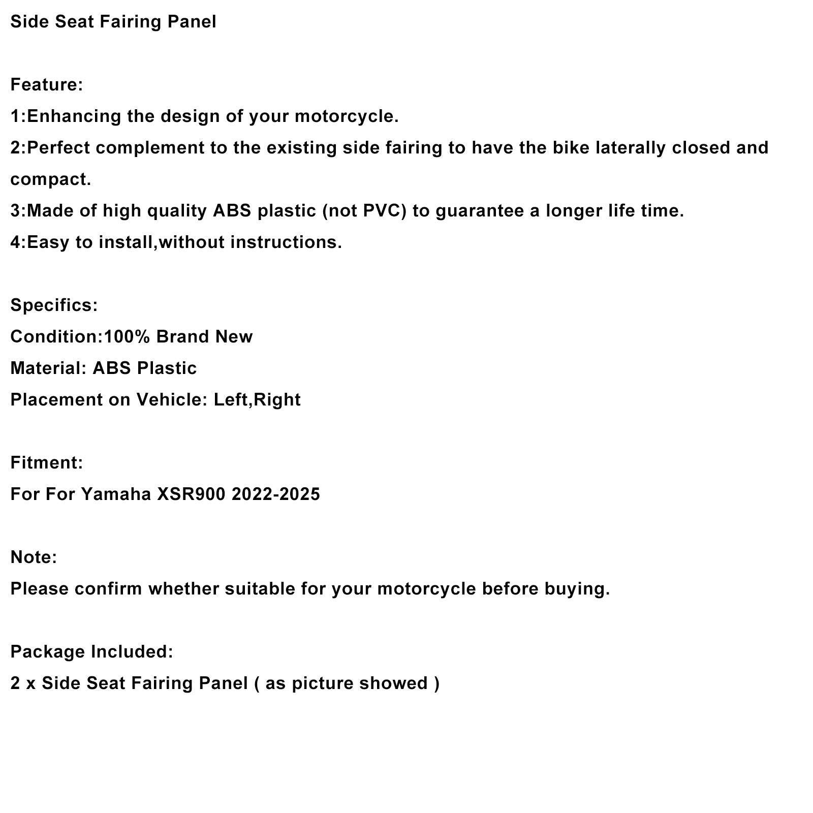 Carénage latéral de selle pour Yamaha XSR 900 (2022-2025)