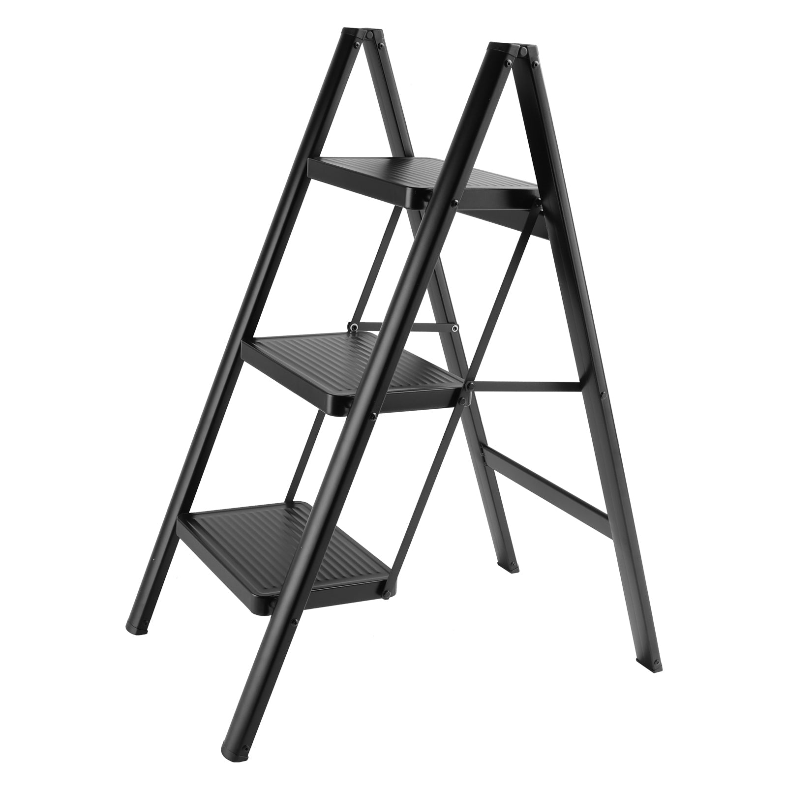 Trap, 3 niveaus, opvouwbaar, aluminium, breed, licht, compact, ladder