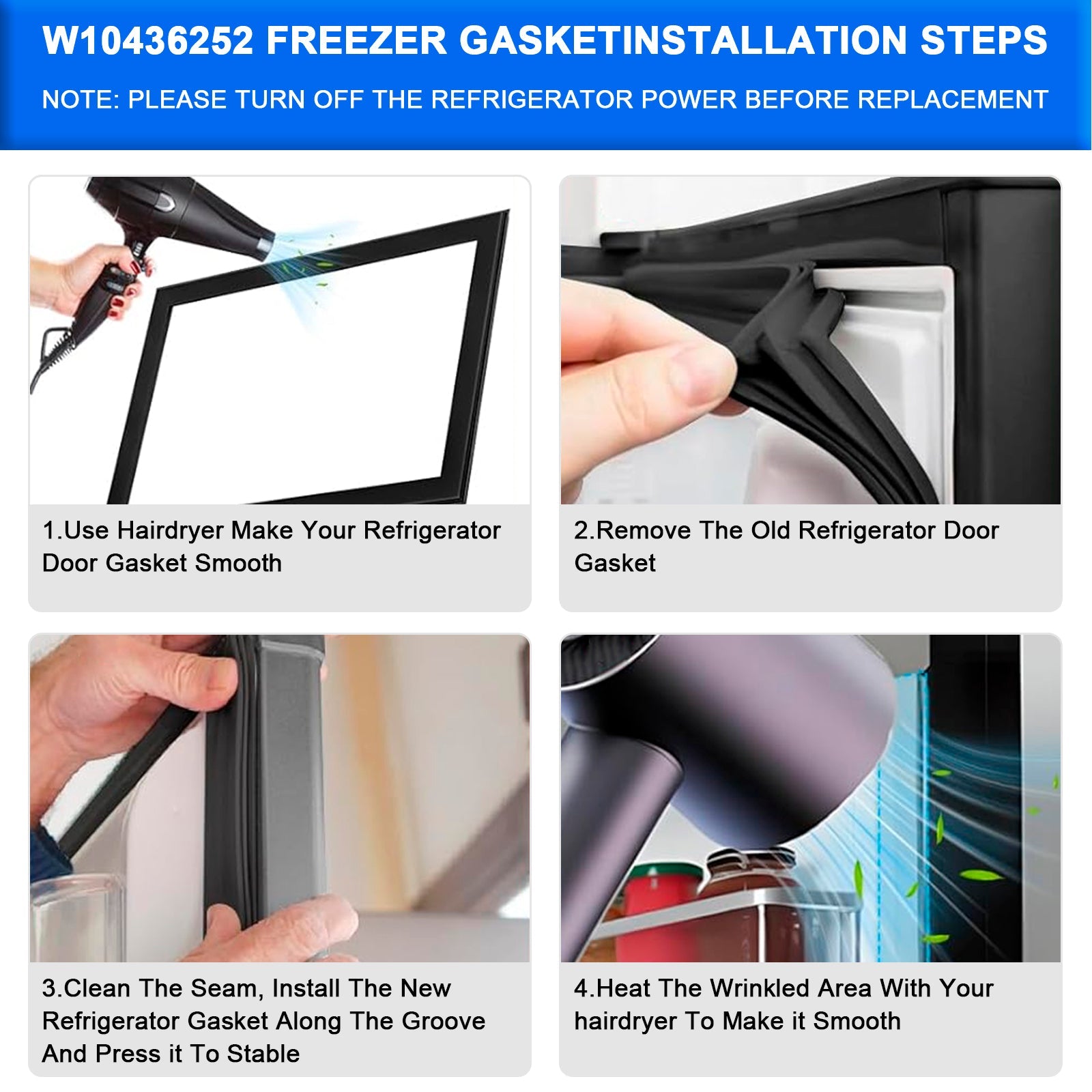 Tesnilo vrat hladilnika in zamrzovalnika Maytag W10436252 W10131754 W10164041