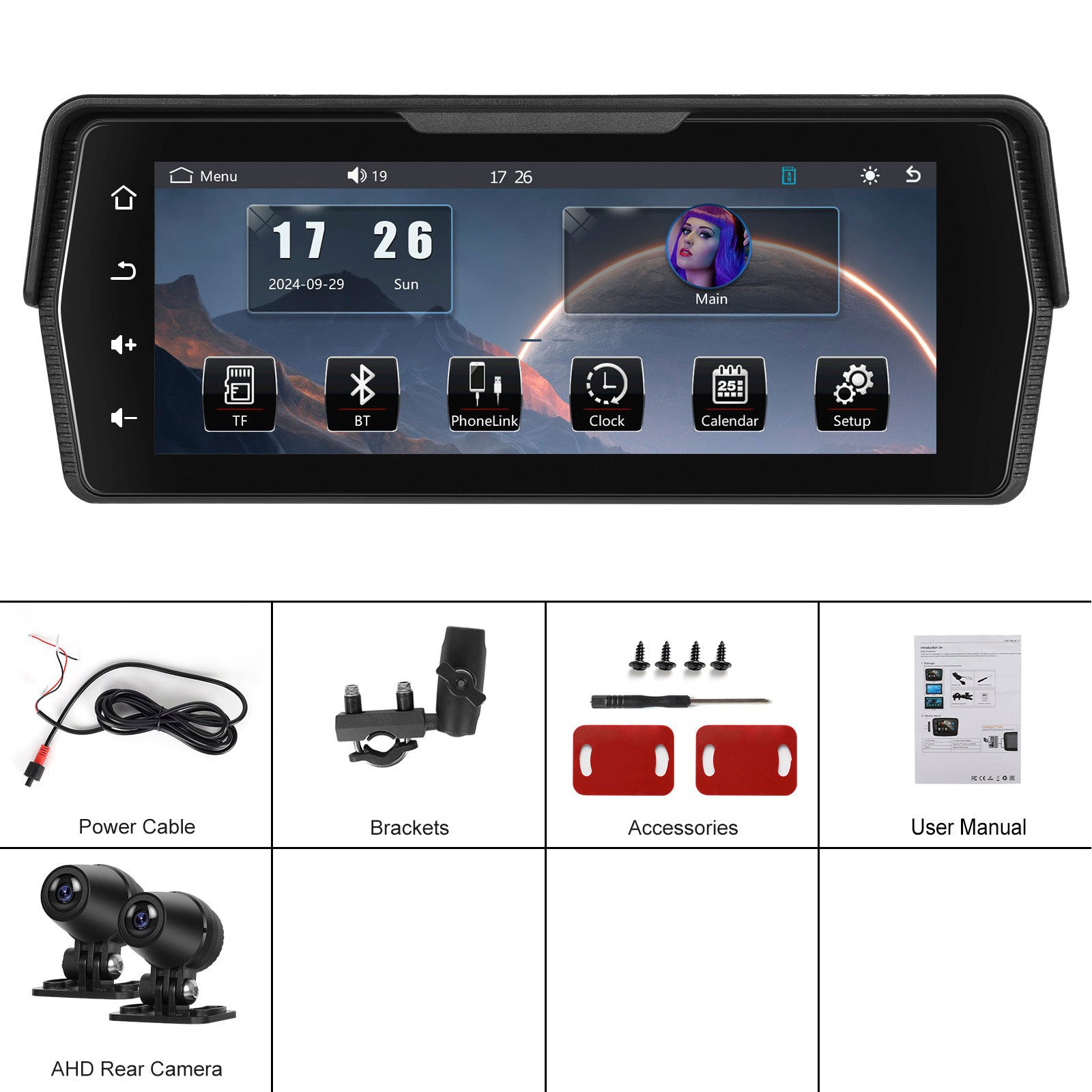 Écran sans fil PND de 6,86 pouces pour motos, compatible avec CarPlay et Android Auto