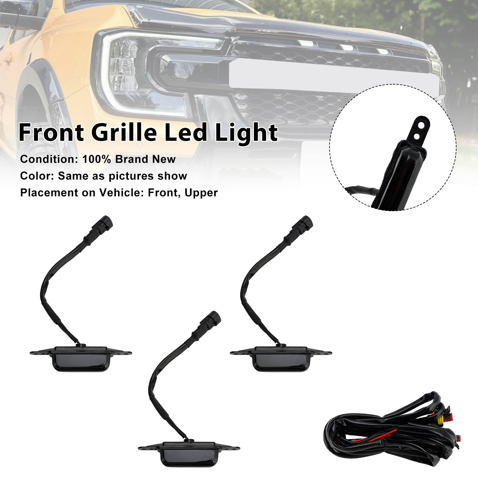 Griglia del paraurti anteriore con luci a LED gialle per Ford Ranger Next Gen Wildtrak 2023-2025