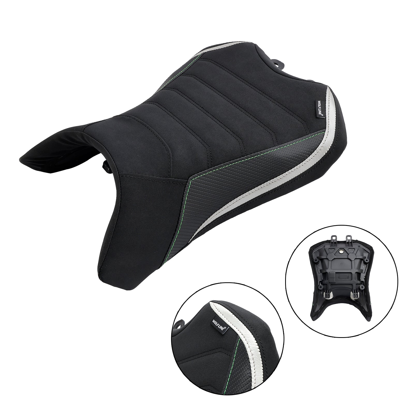 Cojín del conductor del conductor 2022-2023 en poliuretano negro para Kawasaki Ninja 1000SX