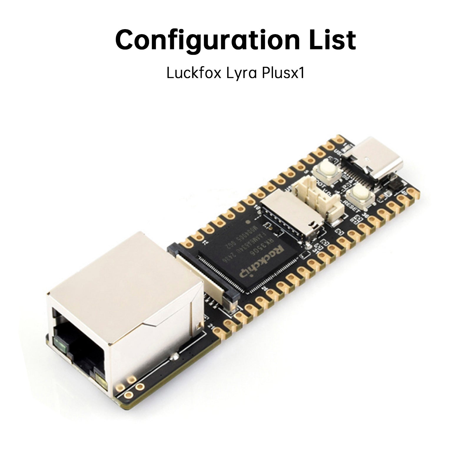 Linux Luckfox Lyra Plus Development Card, PUCE RK3506G2, RJ45 128 MB Port Network Port