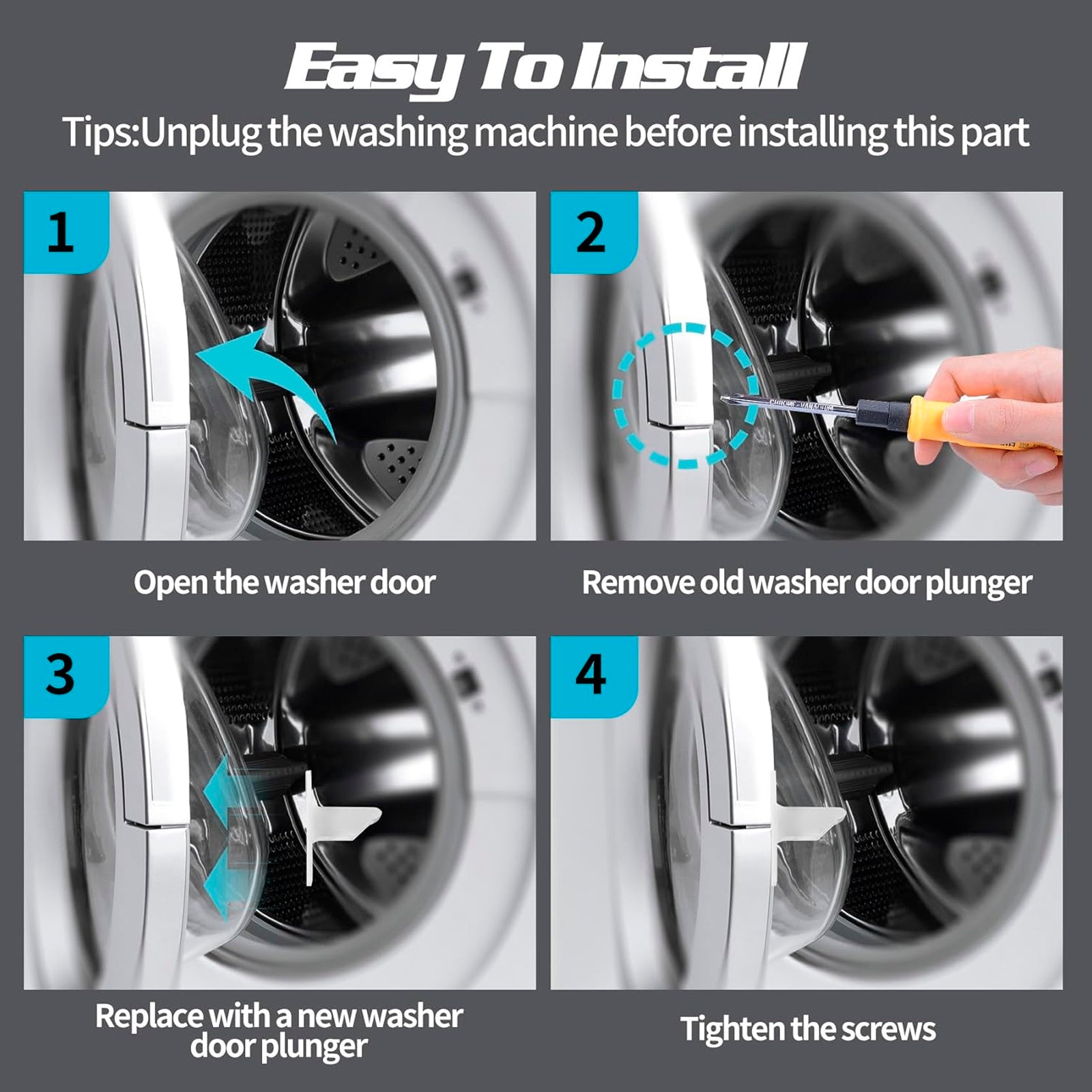 Envoltura de bloqueo de la puerta de lavado WH01x20823 para GE Hotpoint, AP6004903 PS11736830 Reemplazo