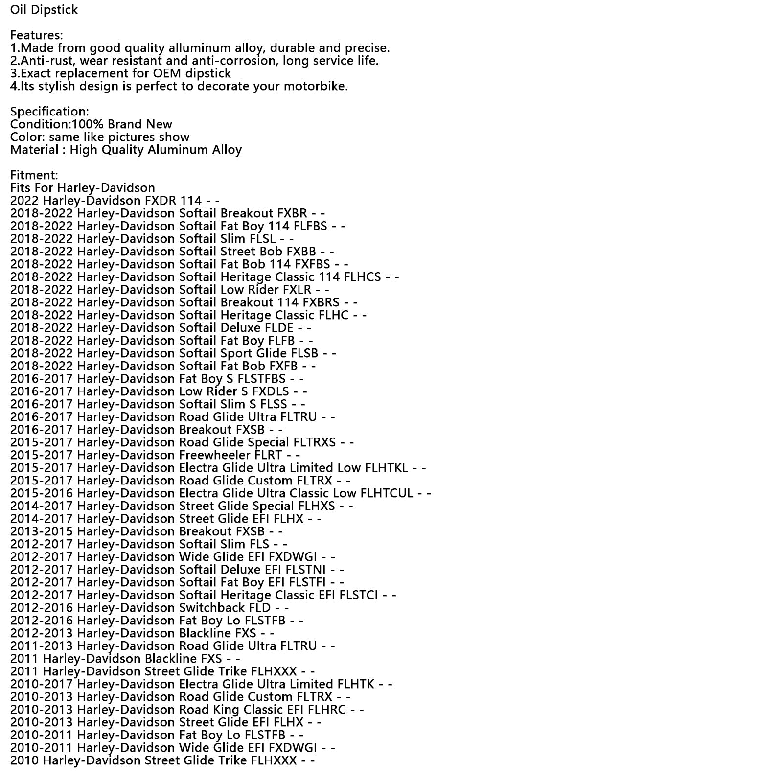 Oliemeter tankplug 1105-0022 voor Softail Road Glide 07-19