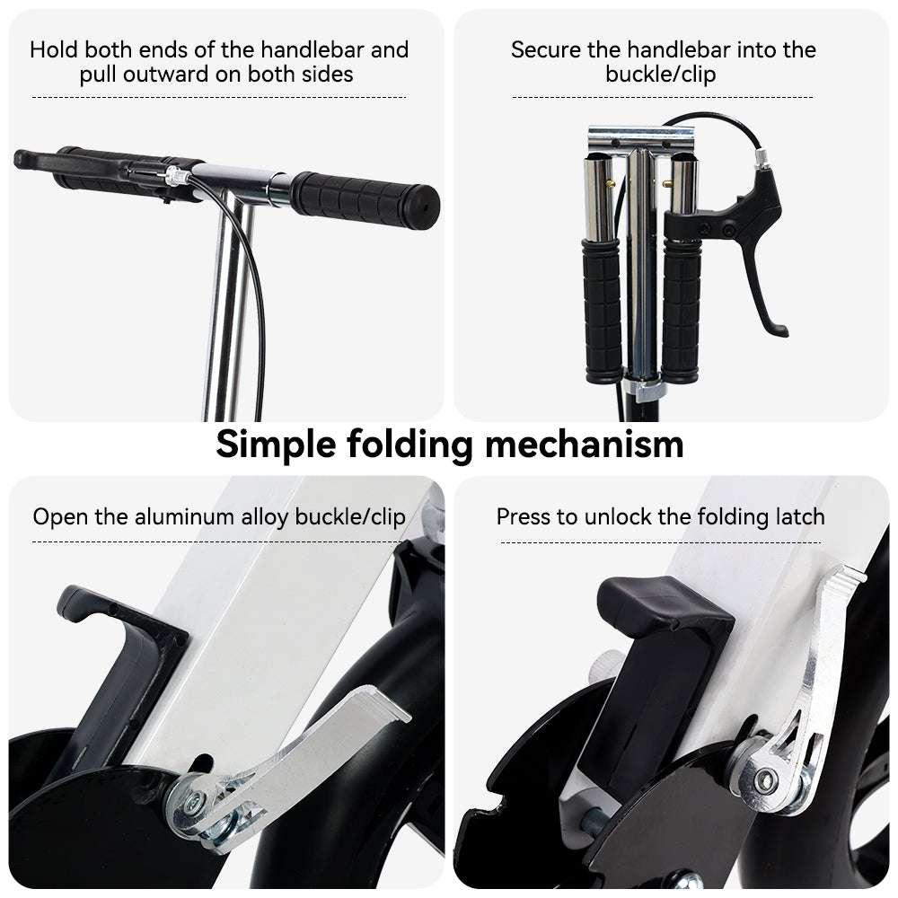 Trottinette Non Électrique Noire Pliable pour Enfants Adolescents et Adultes avec Guidon Réglable Roues Lumineuses et Freins Avant Arrière