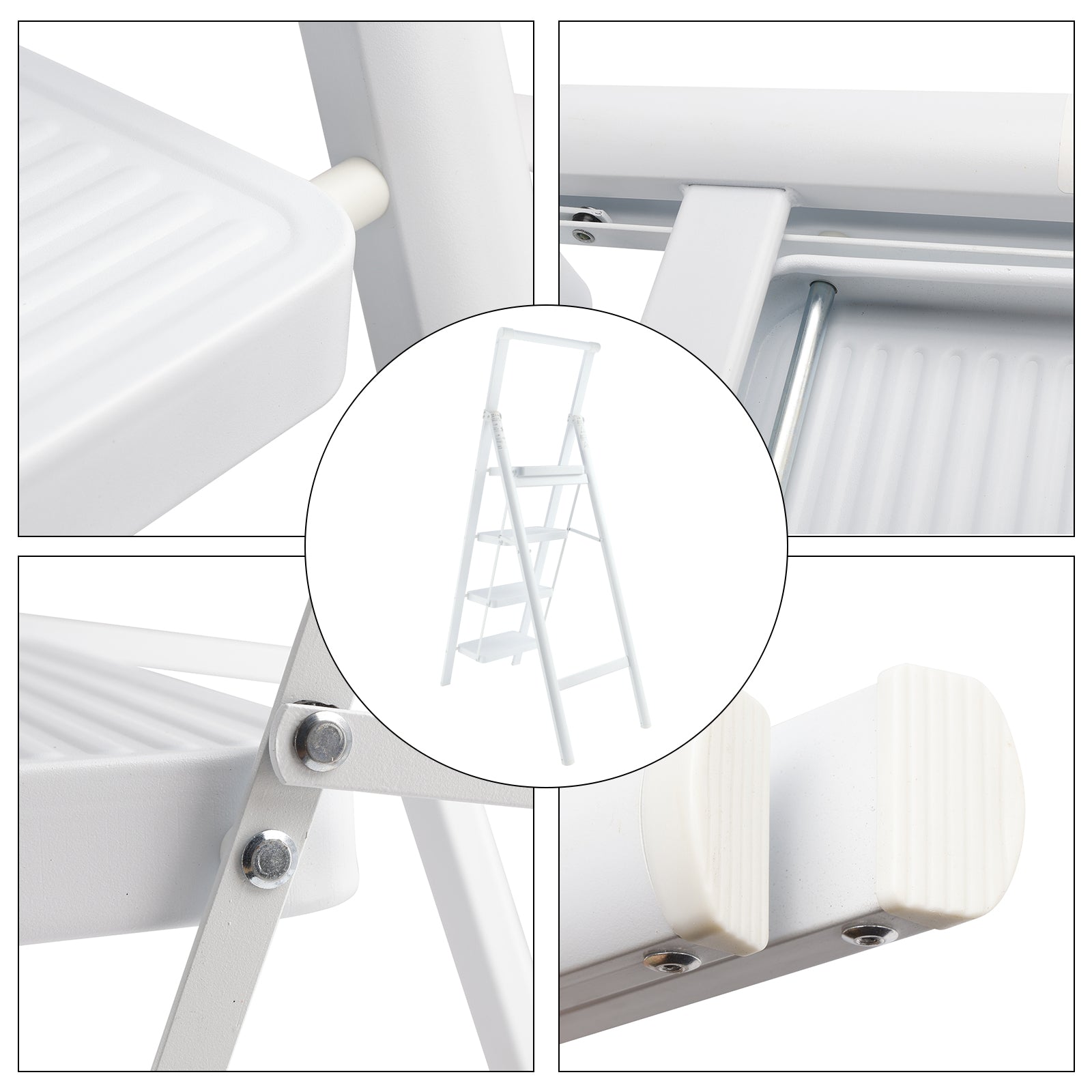 Escalera de 4 peldaños, taburetes plegables para adultos, pedal antideslizante, ligero