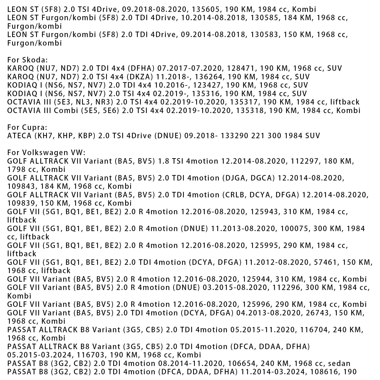 08.2014-03.2024 Volkswagen VW PASSAT B8 (3G2, CB2) 2.0 TDI 4motion Cupra Differenziale d'assale posteriore 0CQ525010T